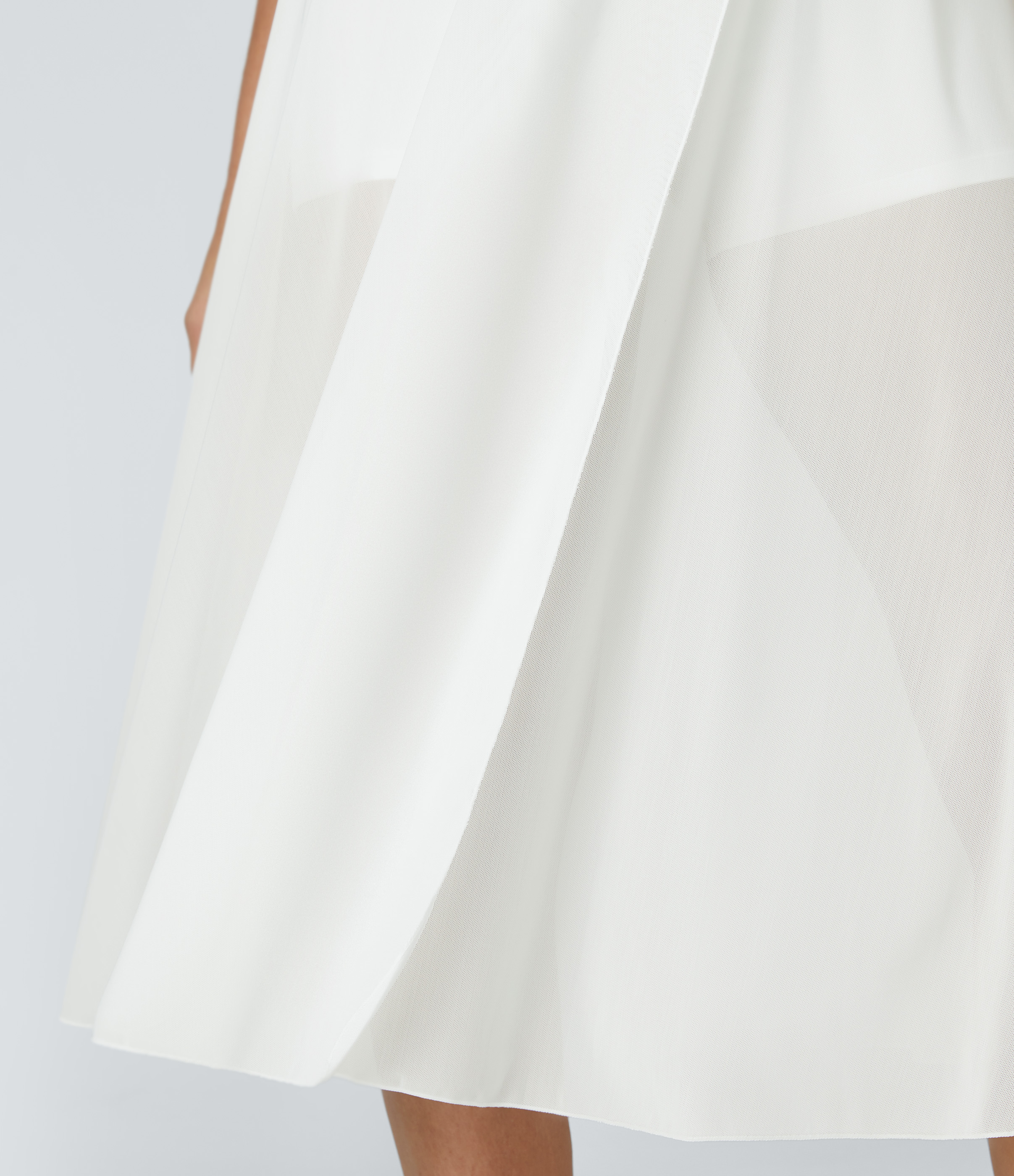 Halara High Waisted Drawstring Contrast Mesh 2-in-1 Side Pocket Flowy Midi Flare Casual Skirt  - White - XS midi skirt a line skirt 