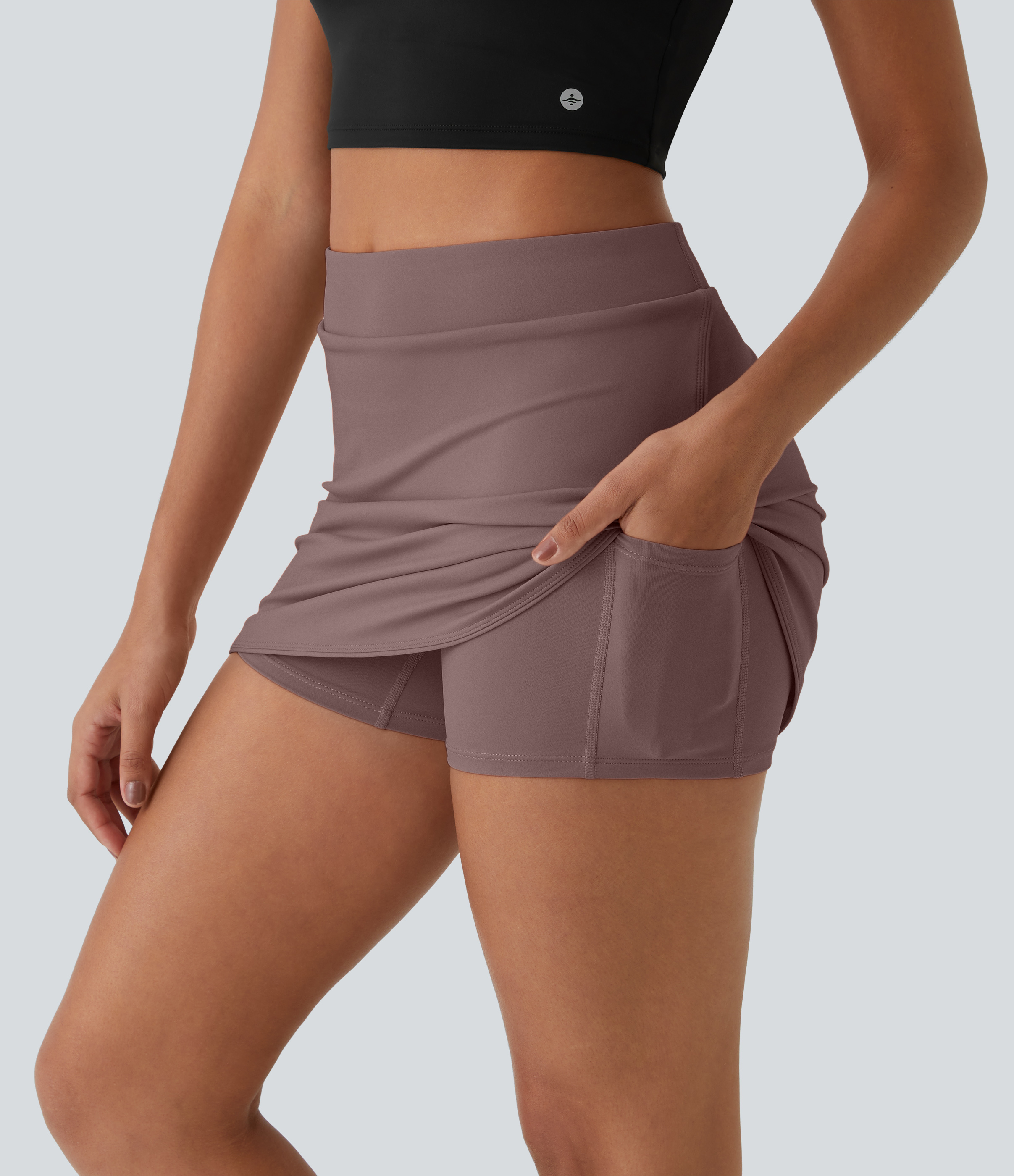 Halara Everyday Side Pocket 2-in-1 Golf Skirt-Clarity  - Deep Tea Brown - XS midi skirt a line skirt golfing skirt pleated tennis skirt 