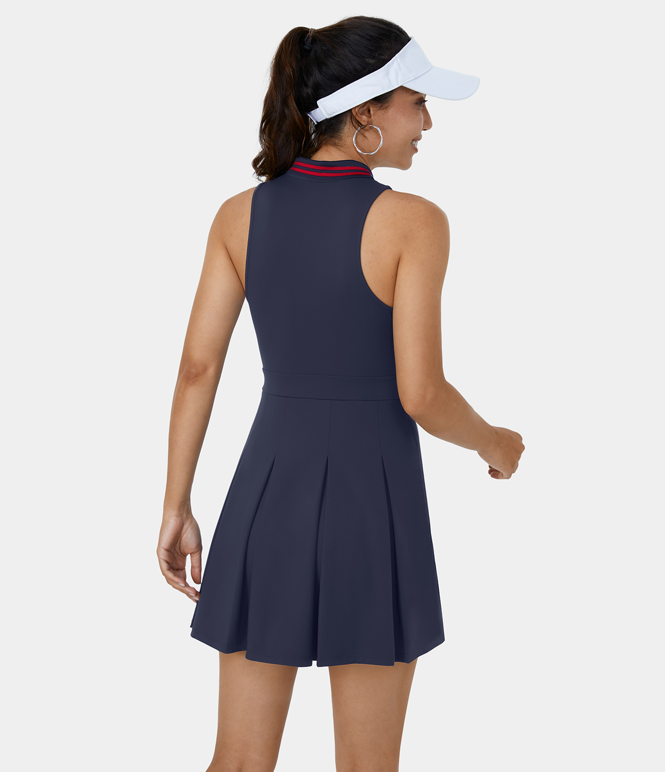 Women's Collared Half Zip Side Pocket 2Piece Pleated Golf DressGolf
