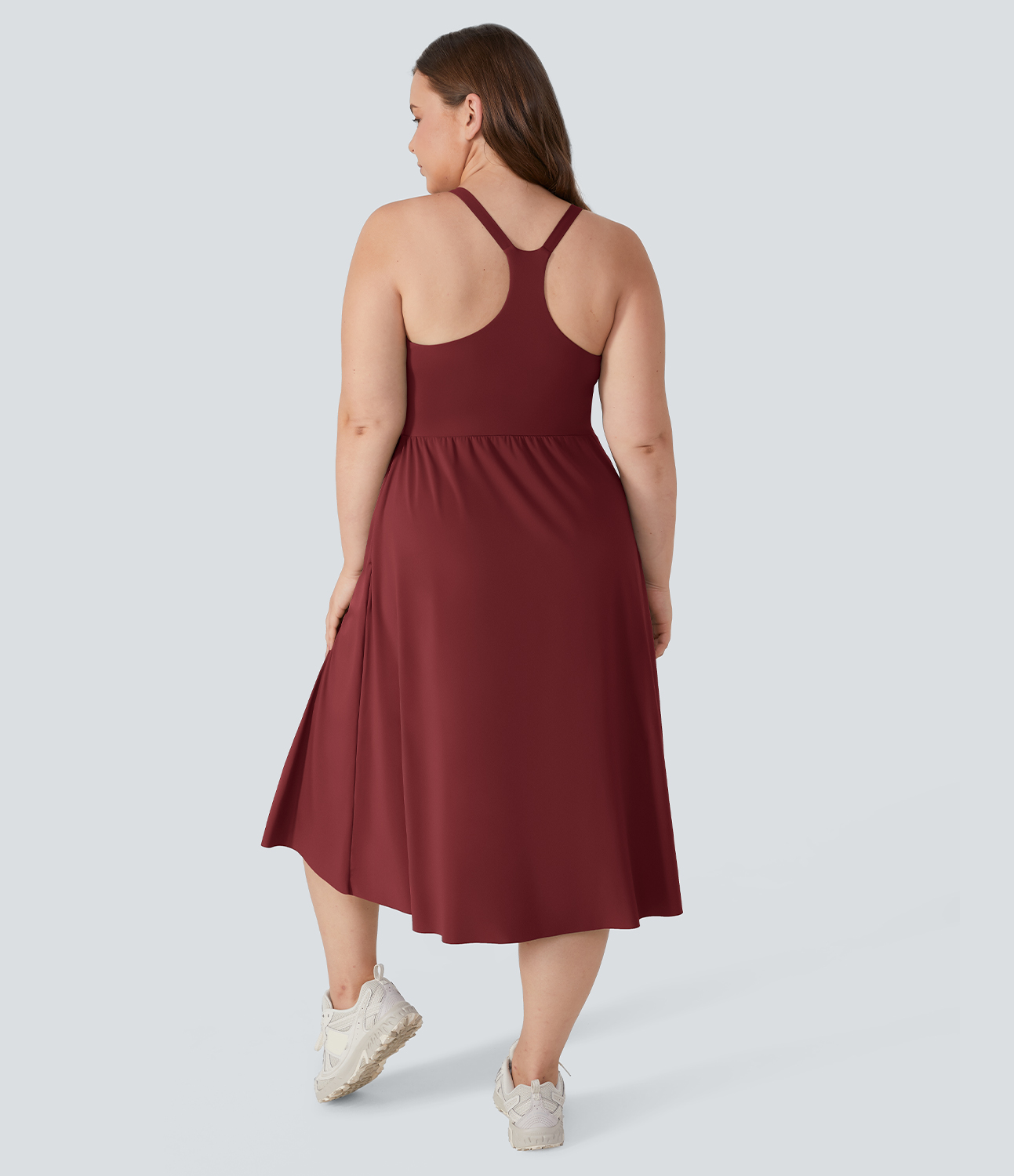 Halara Everyday Plus Size Midi Chill Dress-La Land  - Madder Brown - 1X 