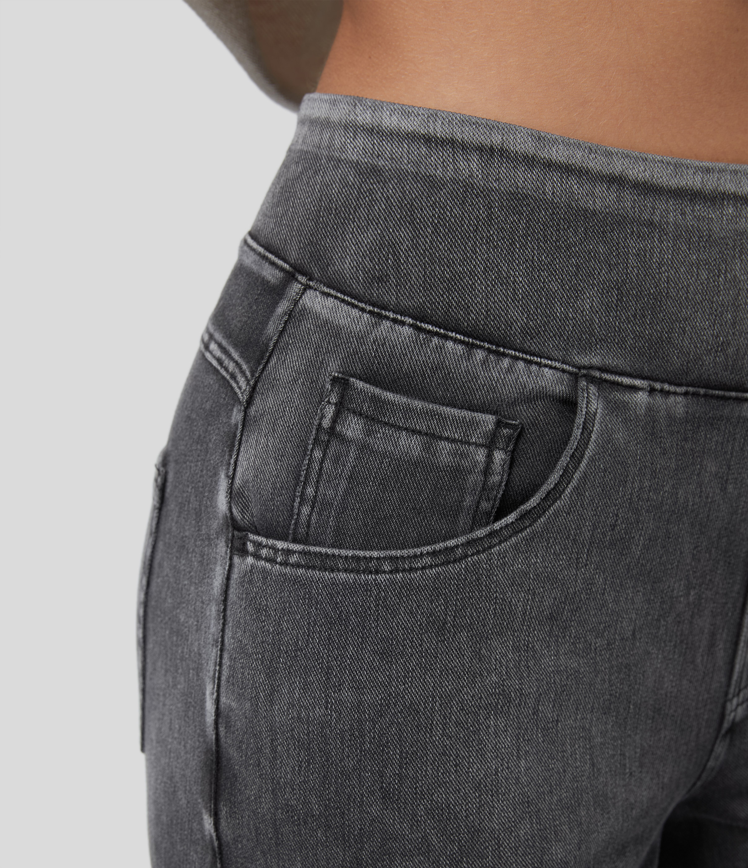 Halara HalaraMagicв„ў High Waisted Multiple Pockets Wide Leg Loose Stretchy Work Jeans  - Dark Grey Denim - XS(tall) sweatpants jogger pants 