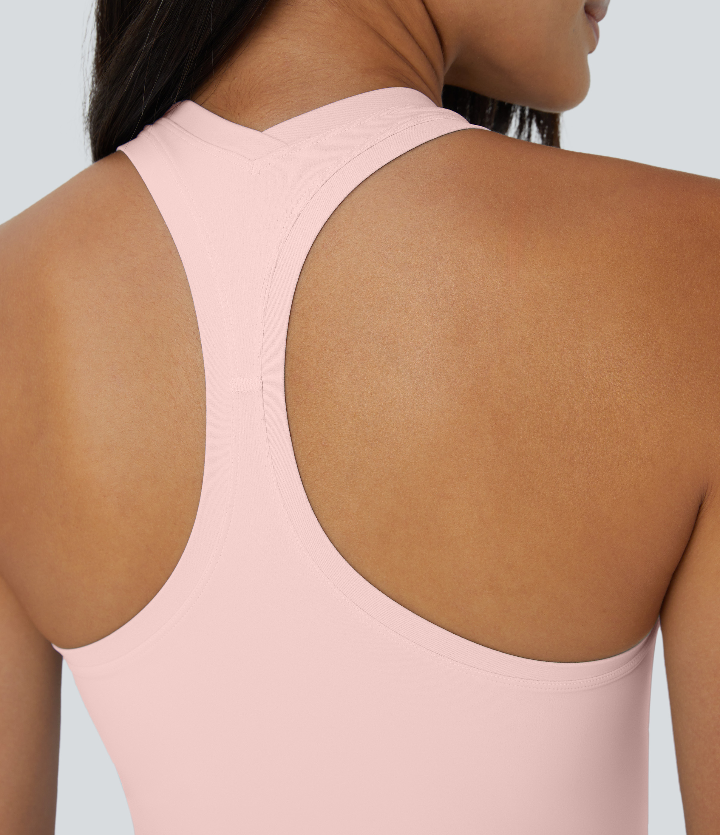 Halara Solid Stretchy U Neck Racerback Workout Tank Top Tank Top - Pink Salt - M golf tops halter top tunic tops sleeveless tops backless top 