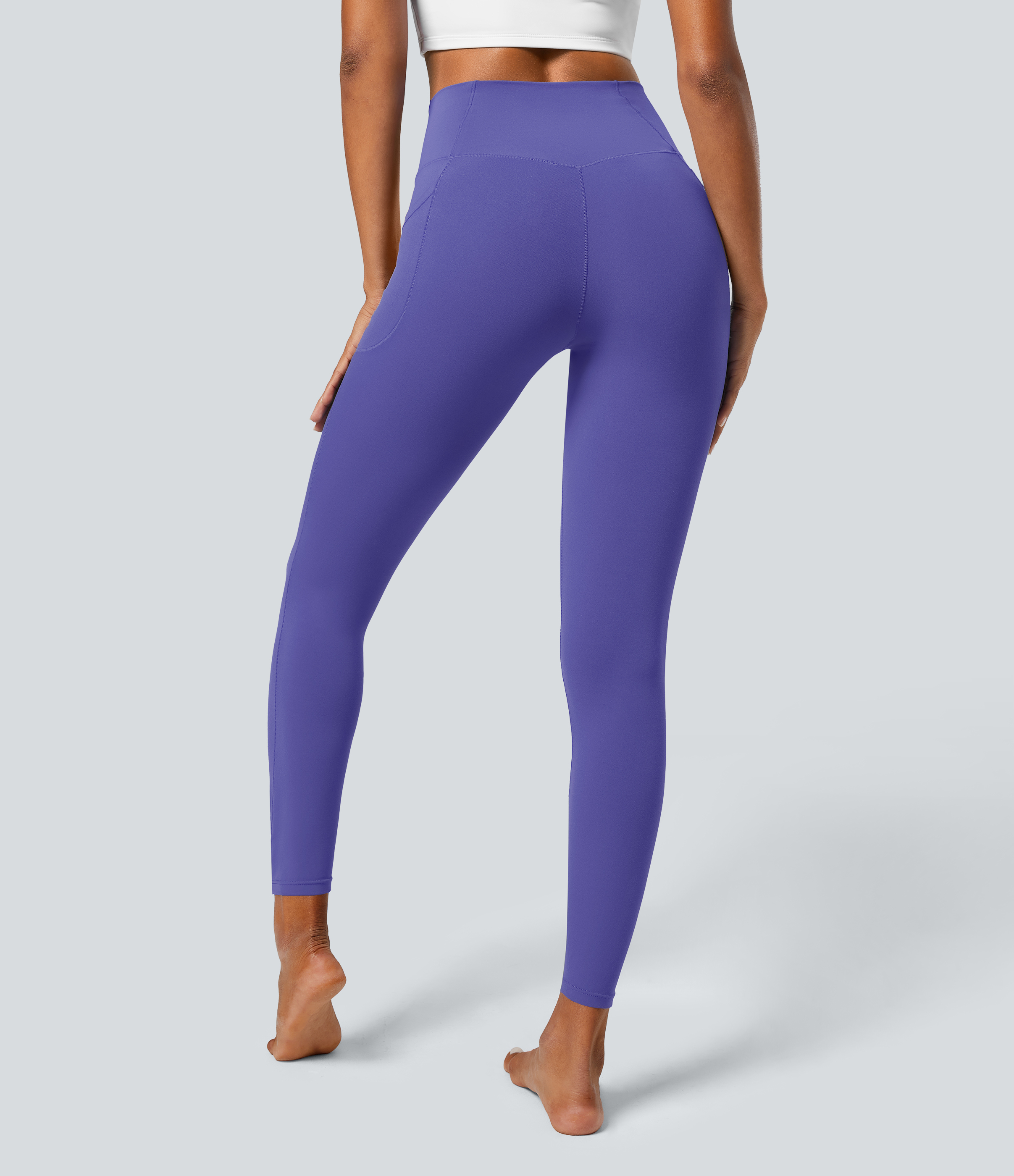 Halara Everyday Cloudfulв„ў Crossover Pocket Plain Leggings  - Misty Lavender - M(7/8) gym leggings leggings with pockets 