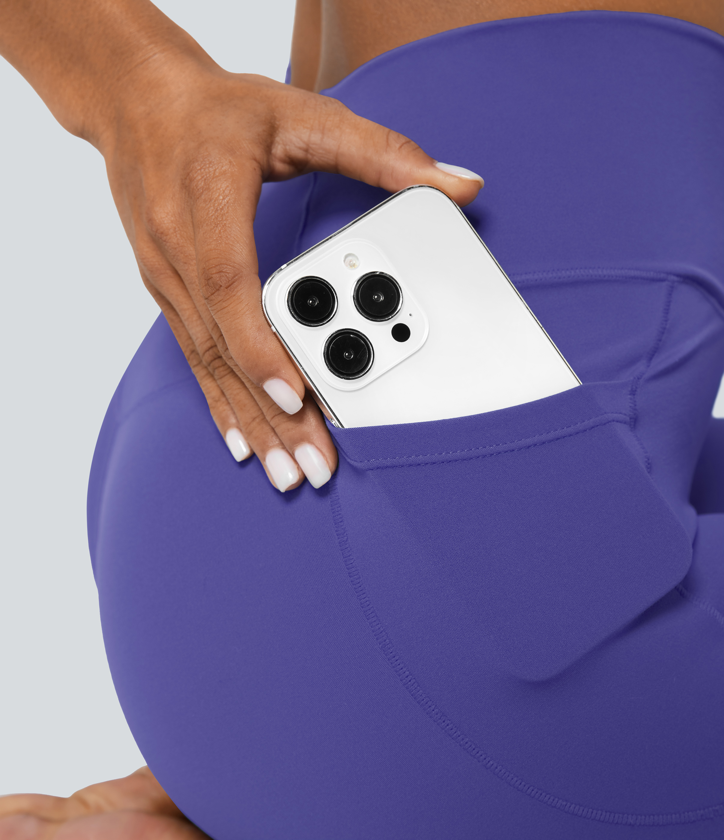 Halara Everyday Cloudfulв„ў Crossover Pocket Plain Leggings  - Misty Lavender - M(7/8) gym leggings leggings with pockets 