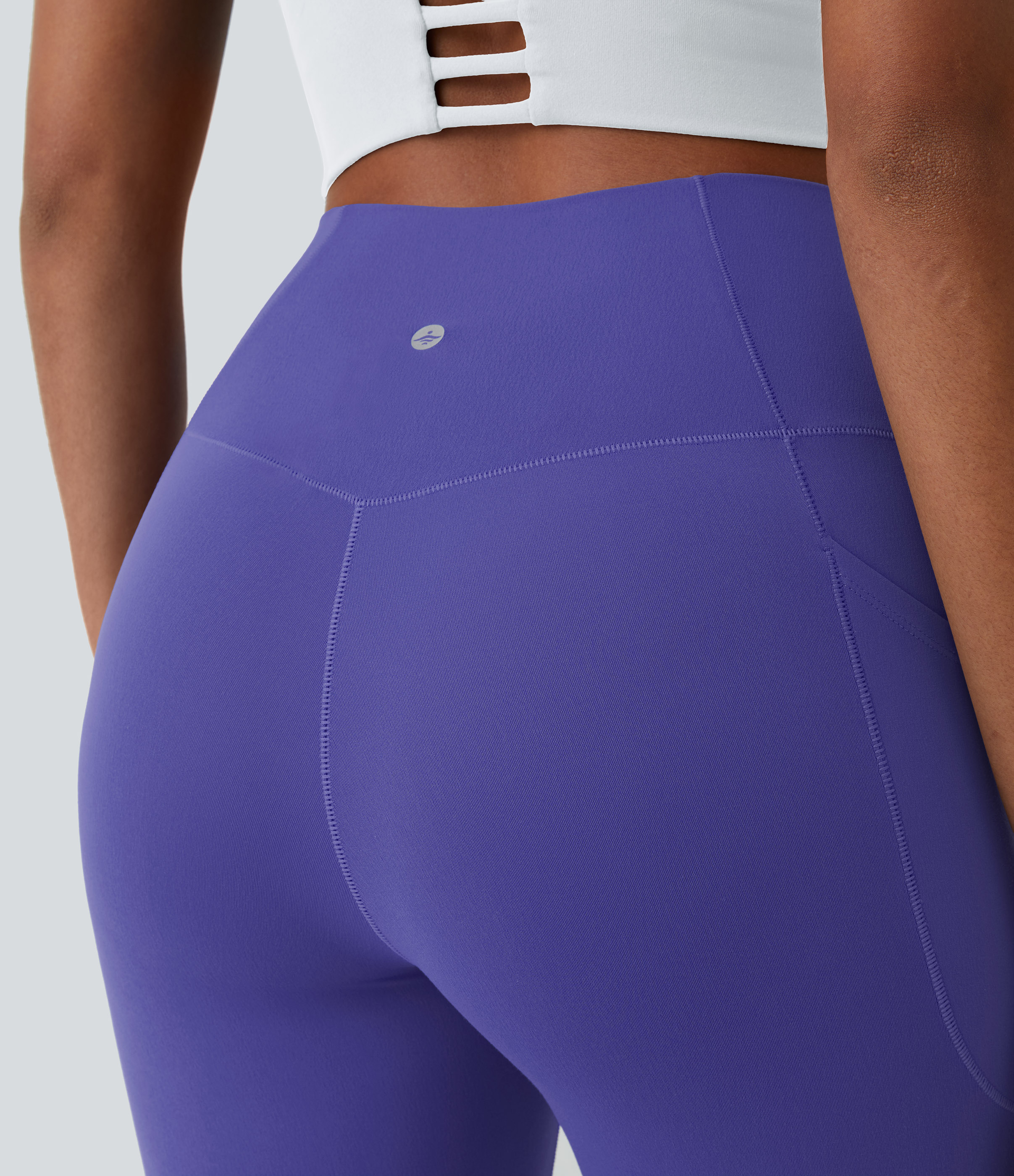 Halara Everyday Cloudfulв„ў Crossover Pocket Plain Leggings  - Misty Lavender - M(7/8) gym leggings leggings with pockets 