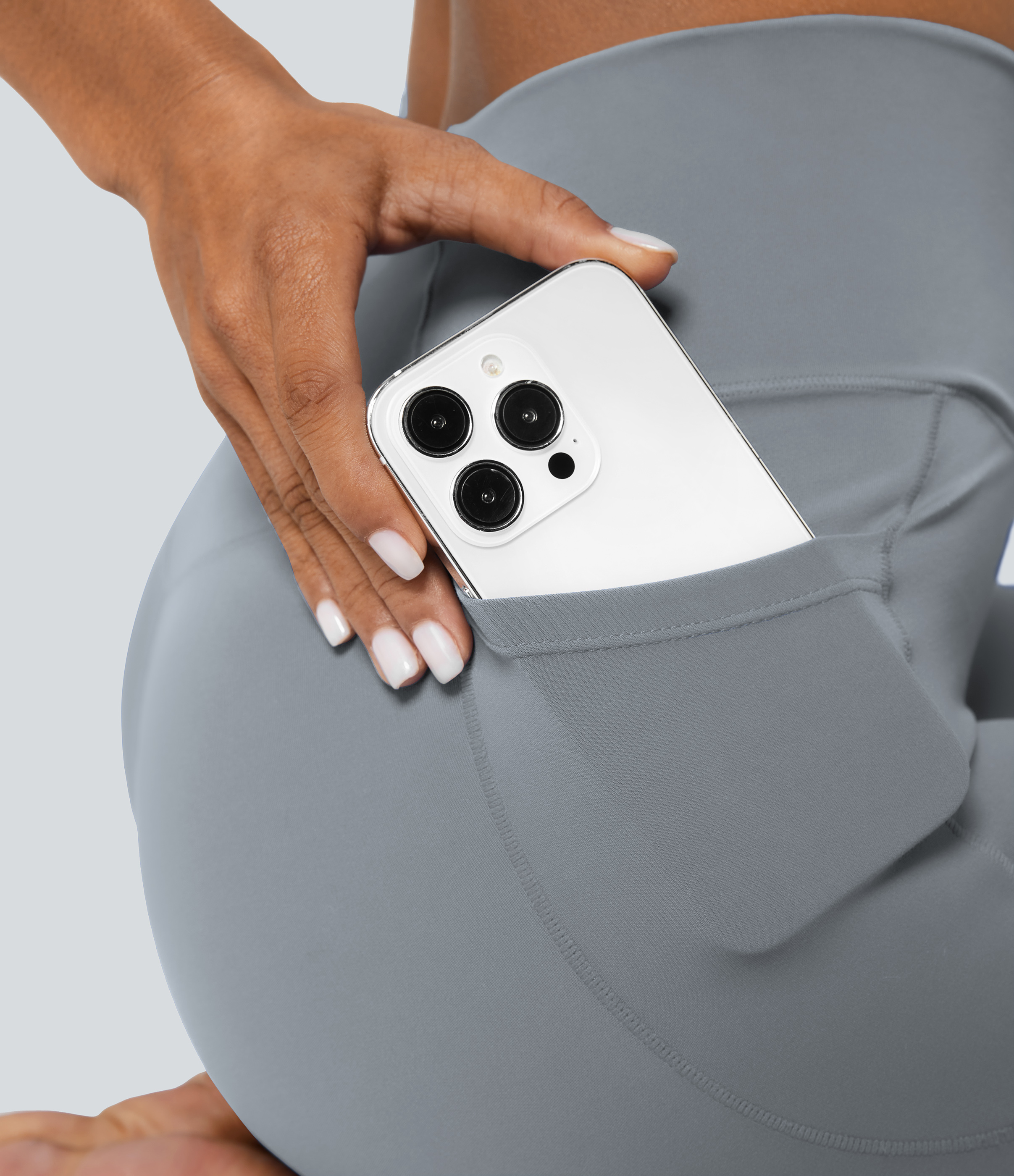 Halara Softlyzeroв„ў Crossover Pocket Plain Leggings-UPF50+  - Quarry - M(7/8) gym leggings leggings with pockets leggings with butt lift 