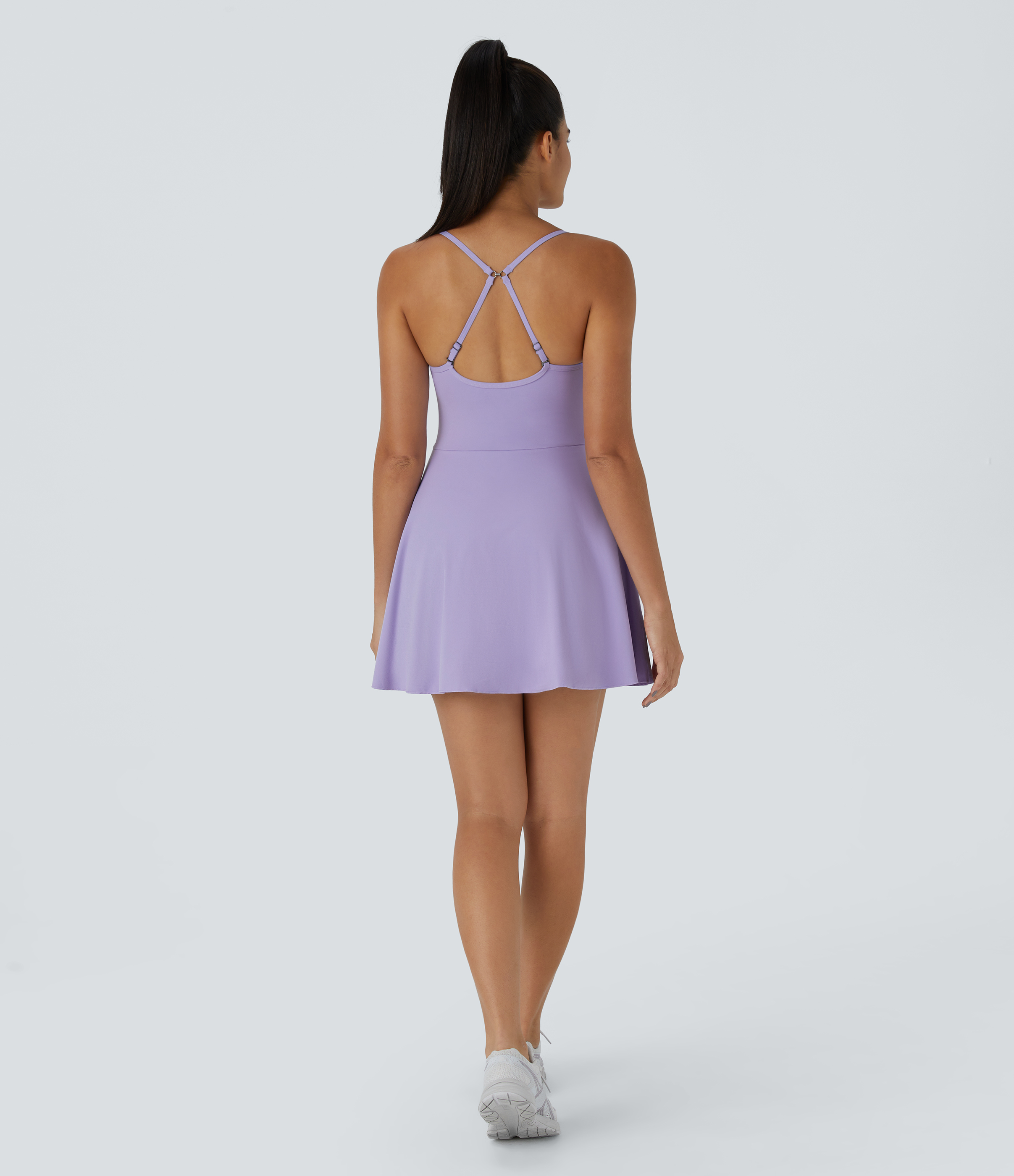 Halara Softlyzeroв„ў Plus Backless Adjustable Strap 2-in-1 Pocket Mini Slip Dance Active Dress Workout Dress - Lavender - XL 