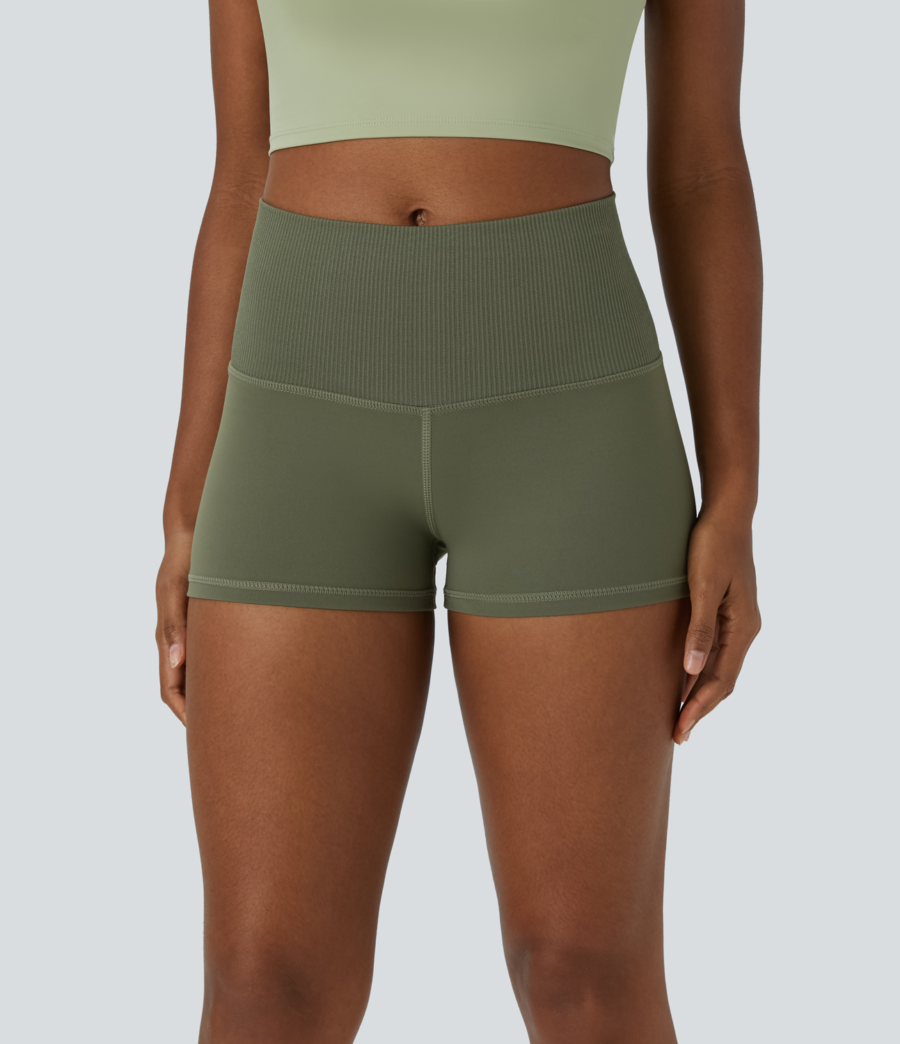 Halara Seamless Flow High Waisted Yoga Biker Shorts 2.5``  - Dill - XS biker shorts women black biker shorts womens biker shorts 
