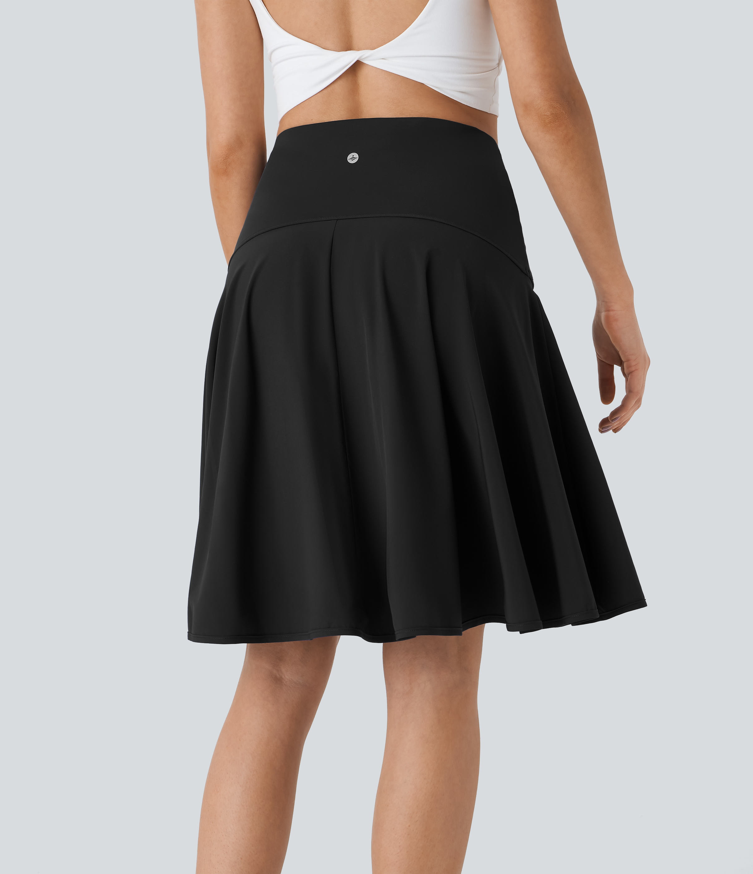 Halara Breezefulв„ў High Waisted 2-in-1 High Low Flare Quick Dry Dance Skirt  - Black - M(regular) midi skirt a line skirt golfing skirt 