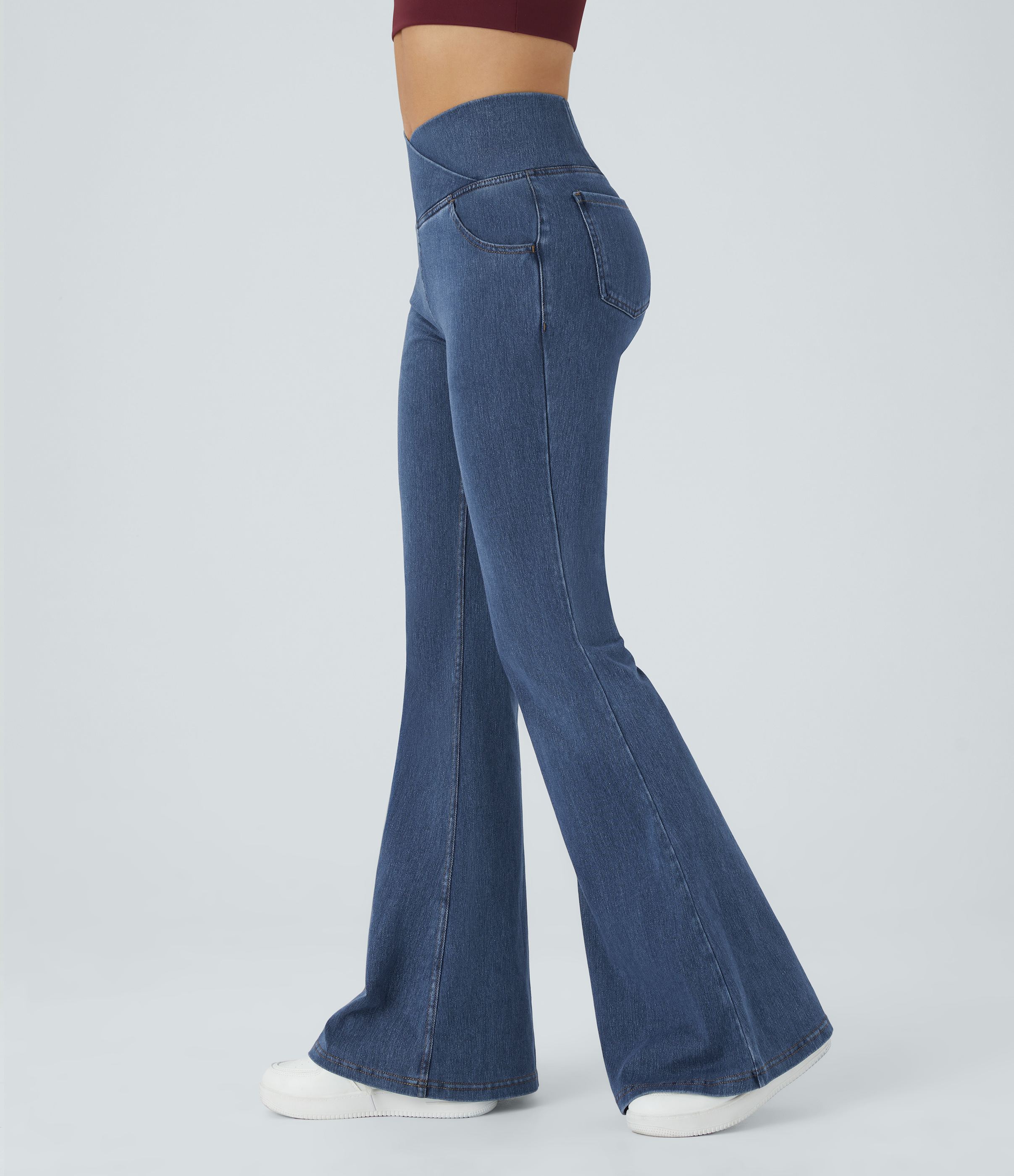 Halara Flex™ High Waisted Crossover Pocket Washed Casual Jeans