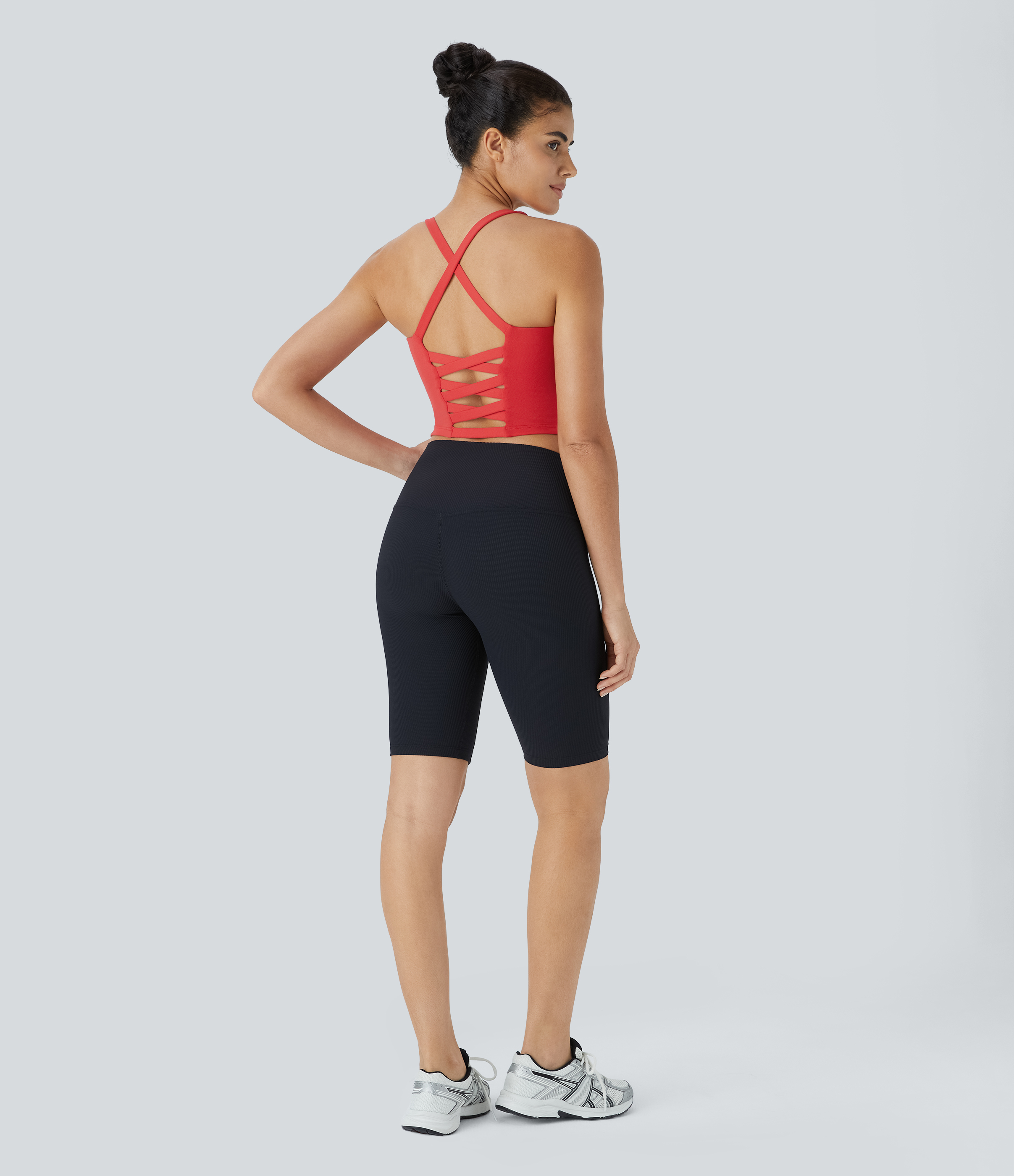 Halara Crisscross Backless Cropped Yoga Tank Top Tank Top - Bittersweet - M golf tops halter top tunic tops sleeveless tops backless top 