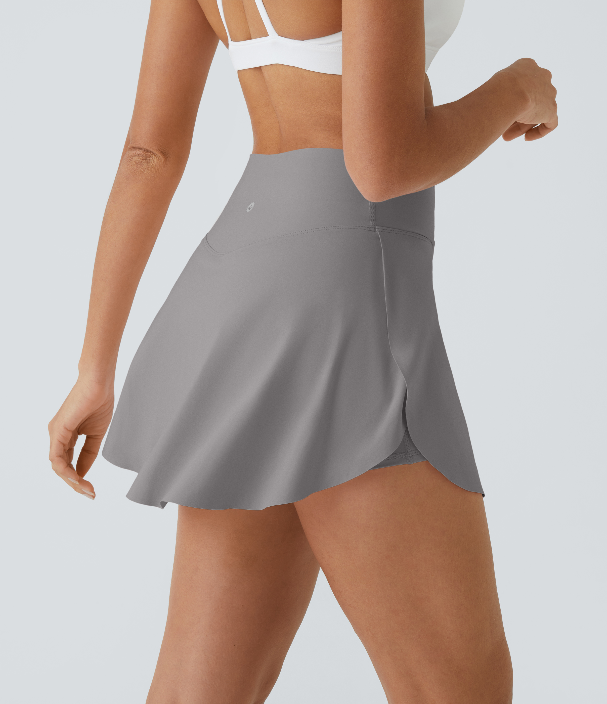 Halara Softlyzeroв„ў Airy Crossover Side Pocket 2-in-1 Cool Touch Tennis Skirt-Lucid-Longer Length  - Gull - M(Long) midi skirt a line skirt 