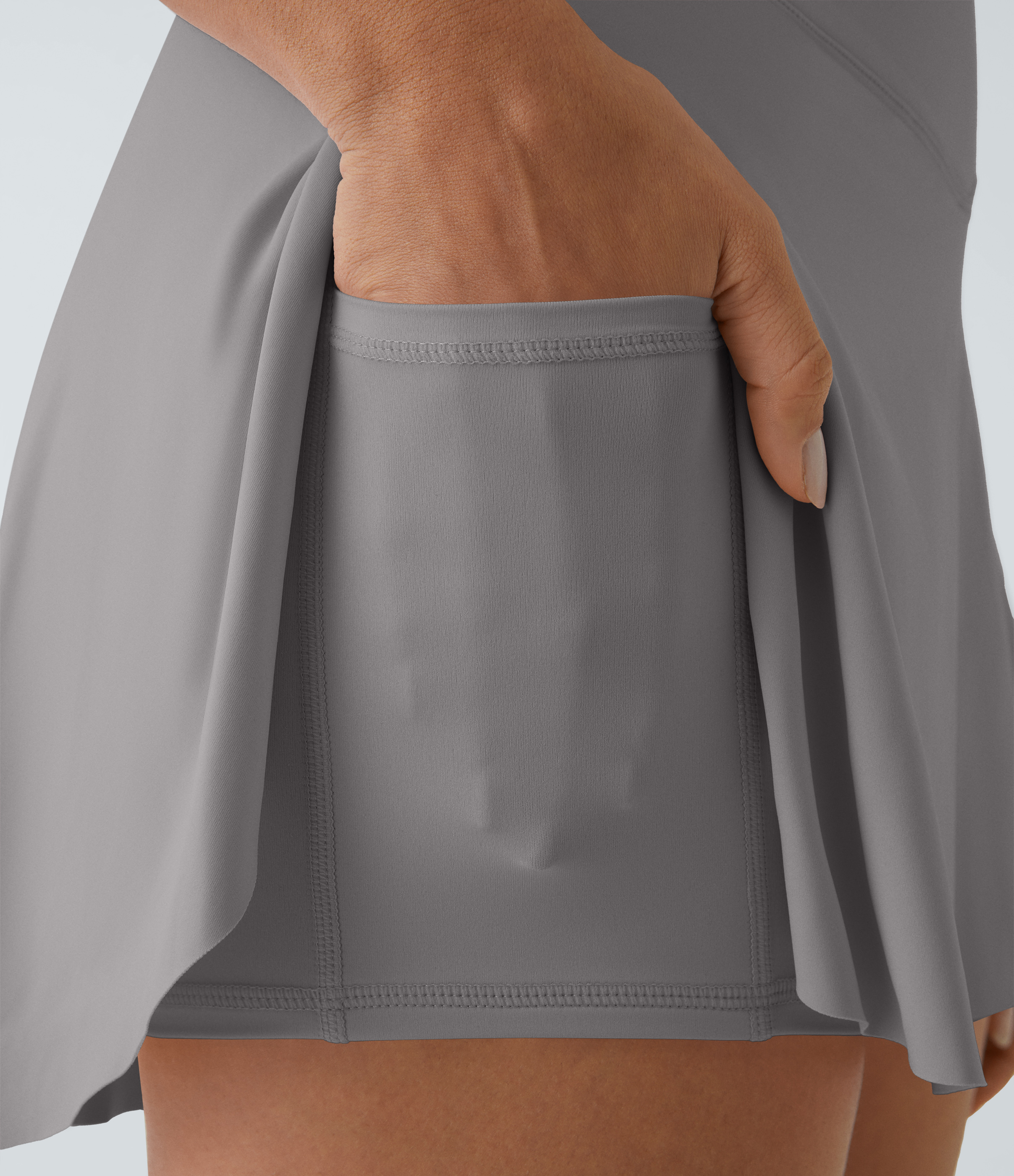 Halara Softlyzeroв„ў Airy Crossover Side Pocket 2-in-1 Cool Touch Tennis Skirt-Lucid-Longer Length  - Gull - M(Long) midi skirt a line skirt 