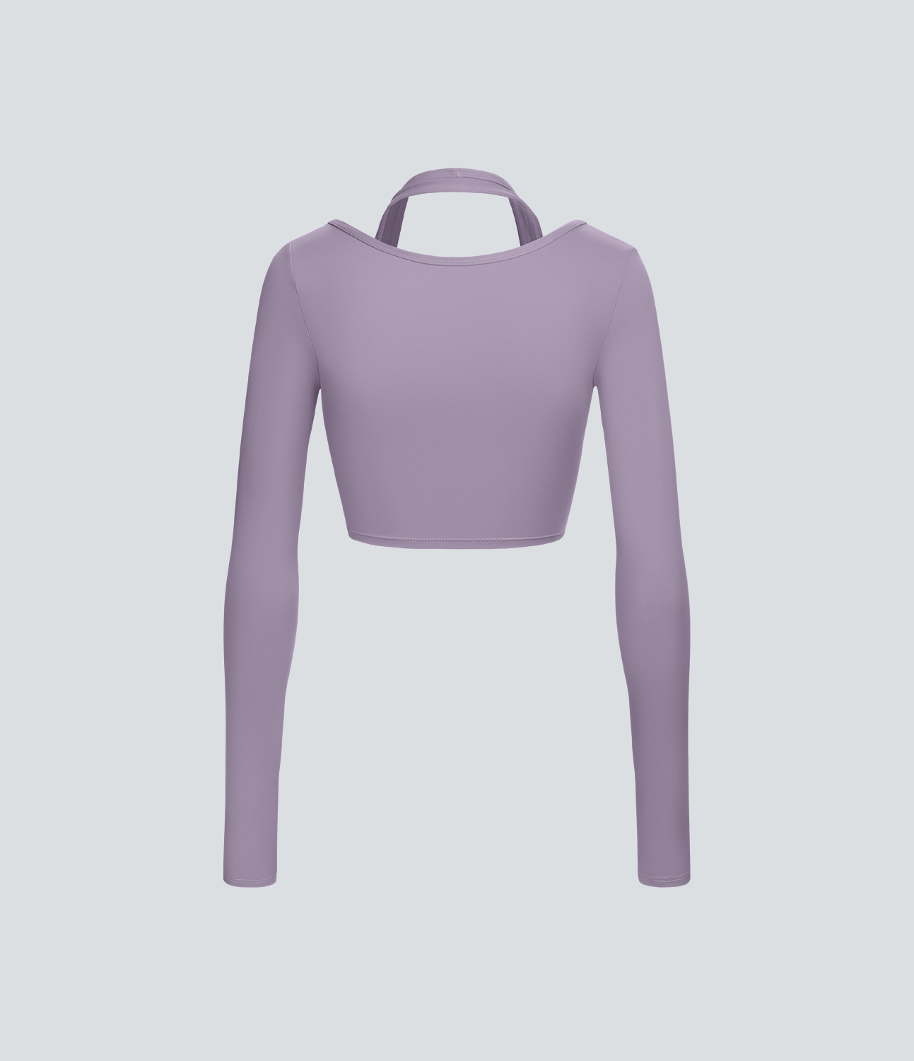 Halara Softlyzeroв„ў Plush Halter Thumb Hole Long Sleeve Cropped 2-in-1 Yoga Sports Top  - Tulip Purple - XS 