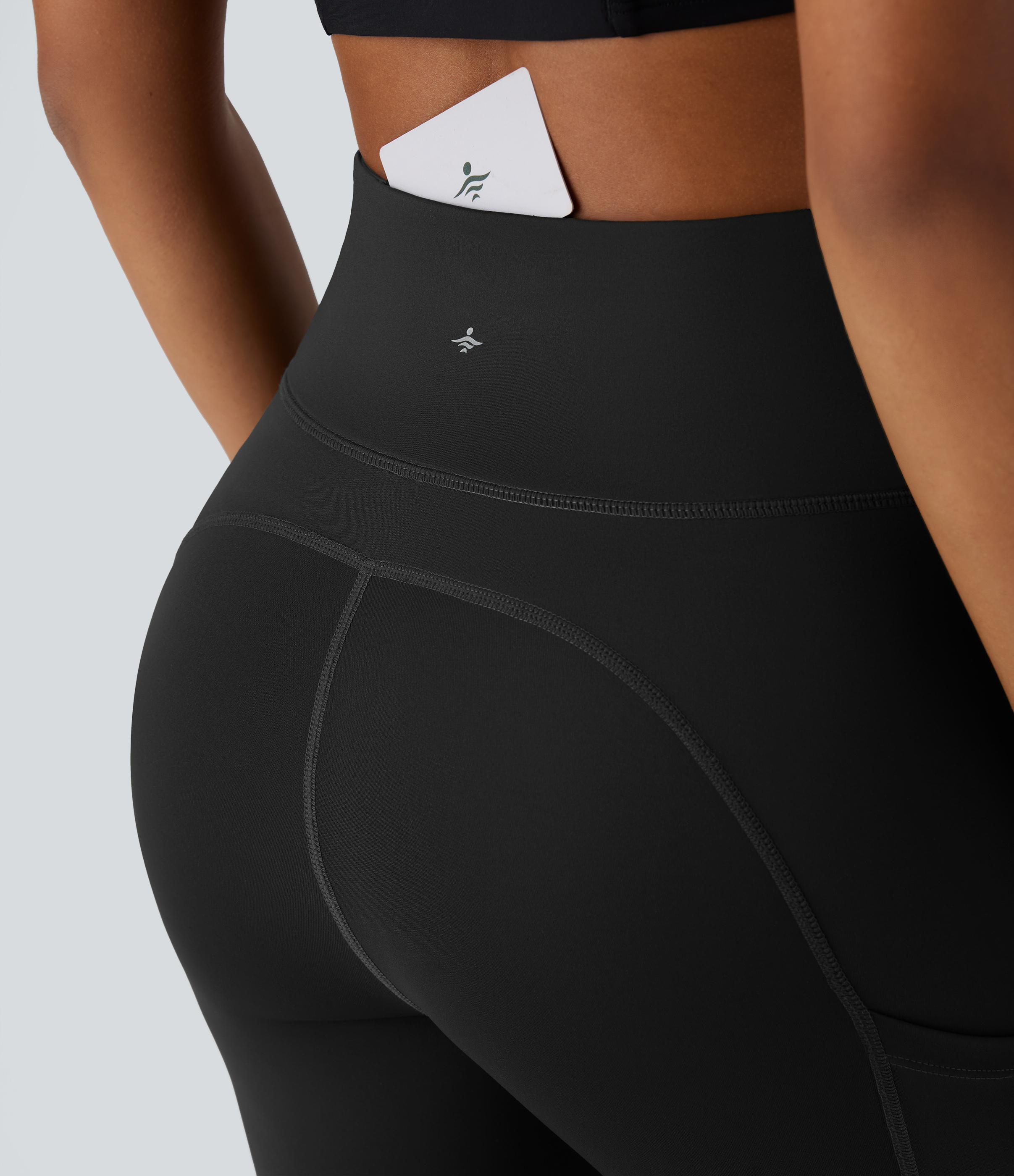 Halara Wear-Resistant Reflective High Waisted Crossover Multiple Pockets 7/8 Hiking Leggings  - Black - XS(7/8) gym leggings 