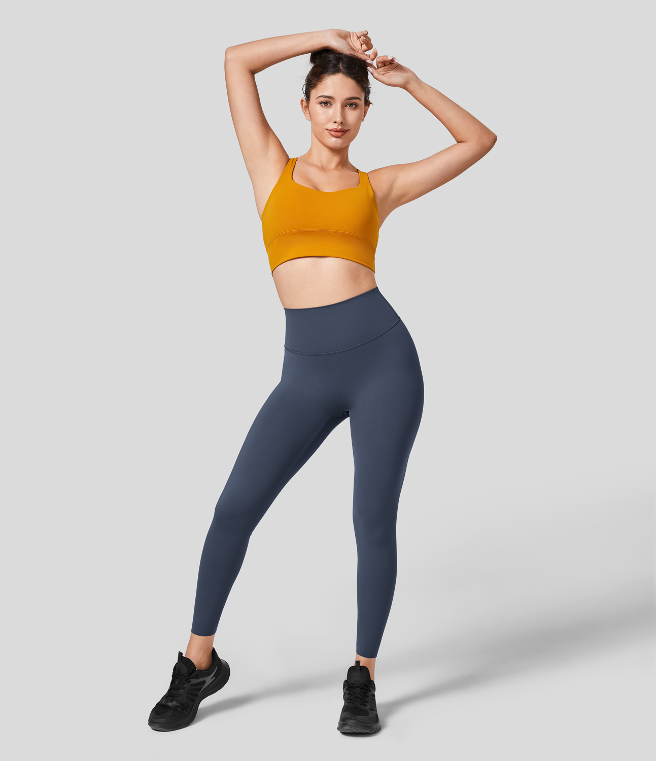 Halara High Waisted Back Waistband Pocket 7/8 Yoga Leggings  - Navy Blazer - XS gym leggings leggings with pockets leggings with butt lift 