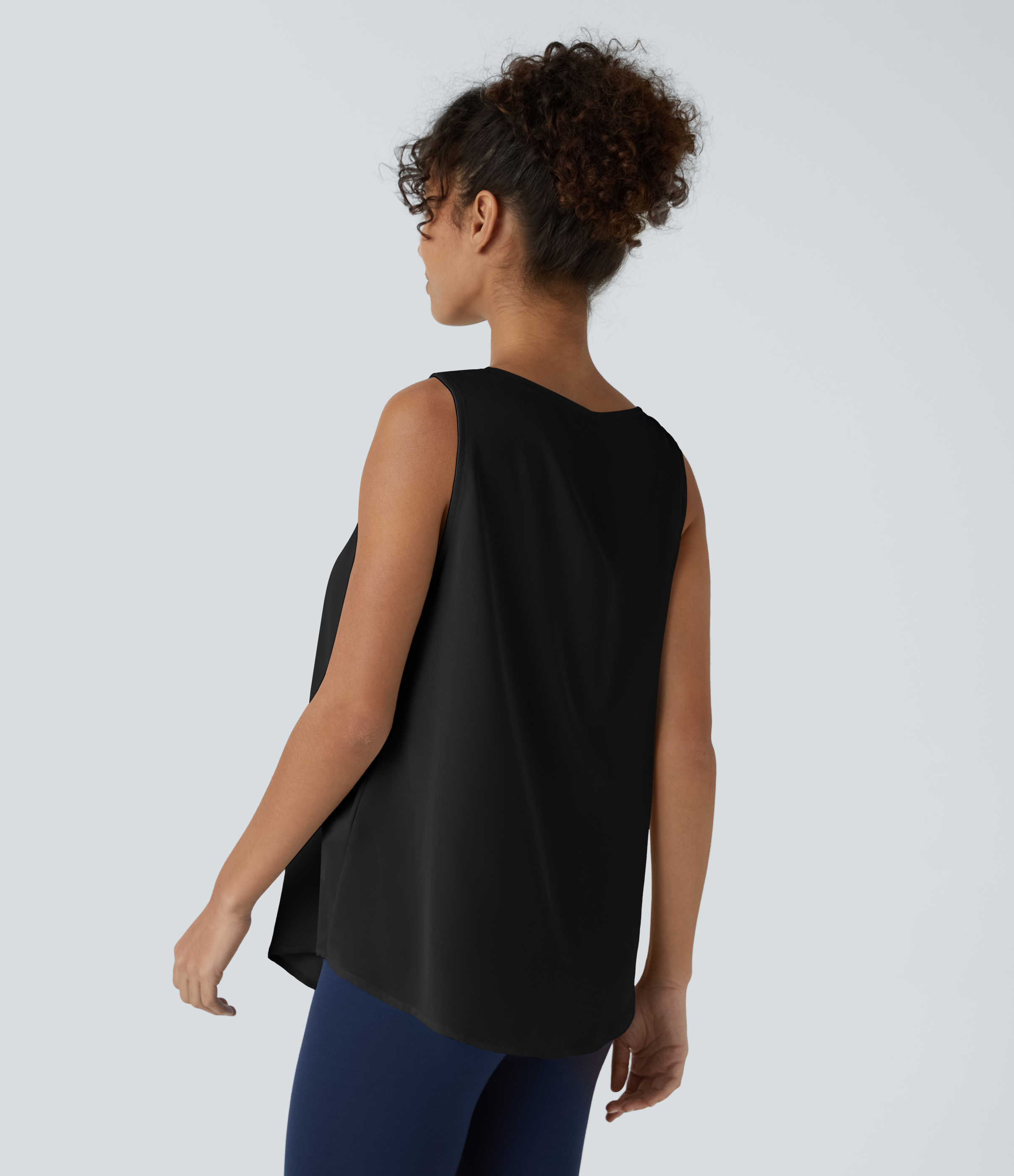 Halara Square Neck Plicated Work Tank Top Tank Top - Black - M golf tops halter top tunic tops sleeveless tops backless top 
