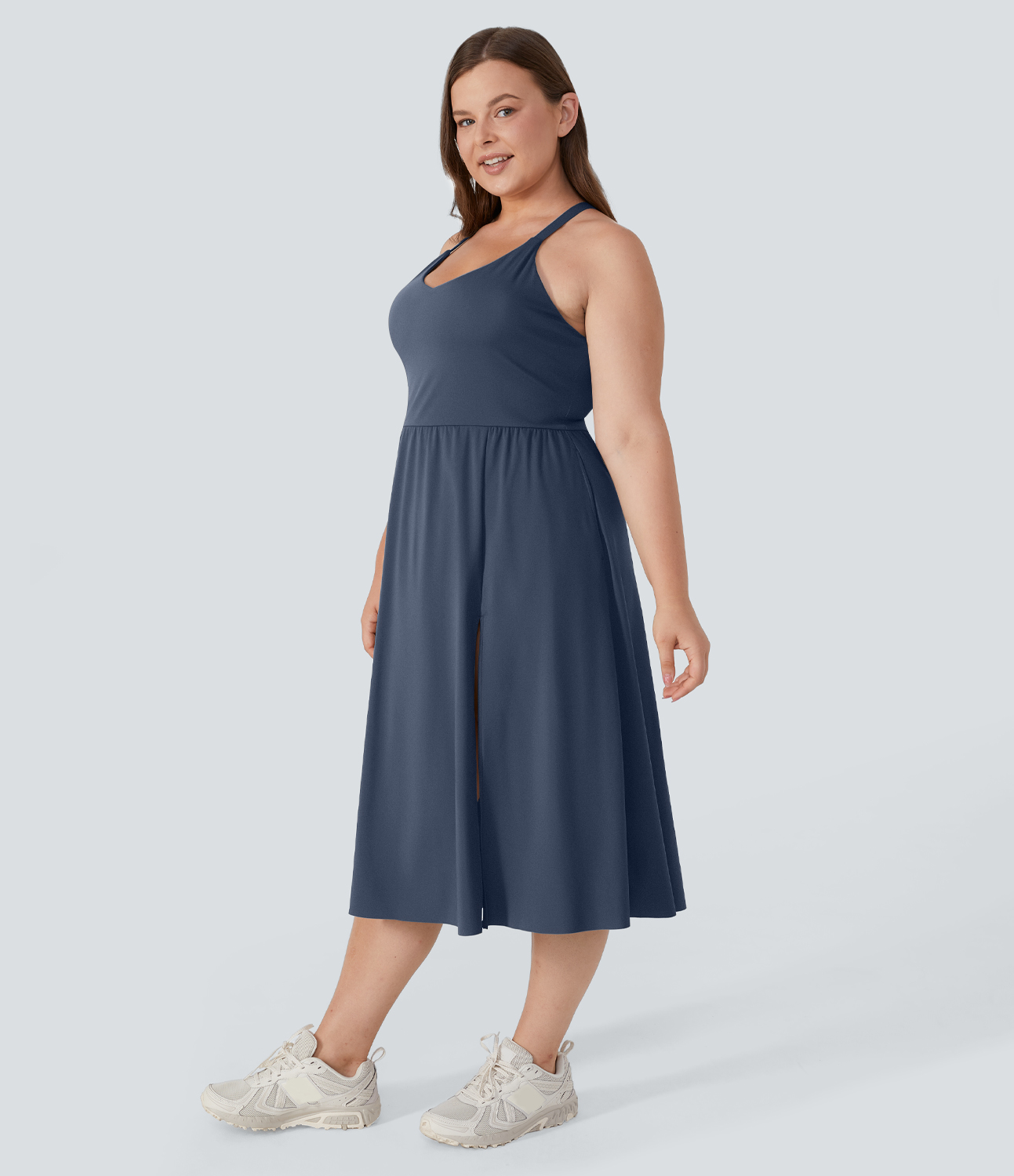 Halara Everyday Plus Size Midi Chill Dress-La Land  - Mood Indigo - 2X 