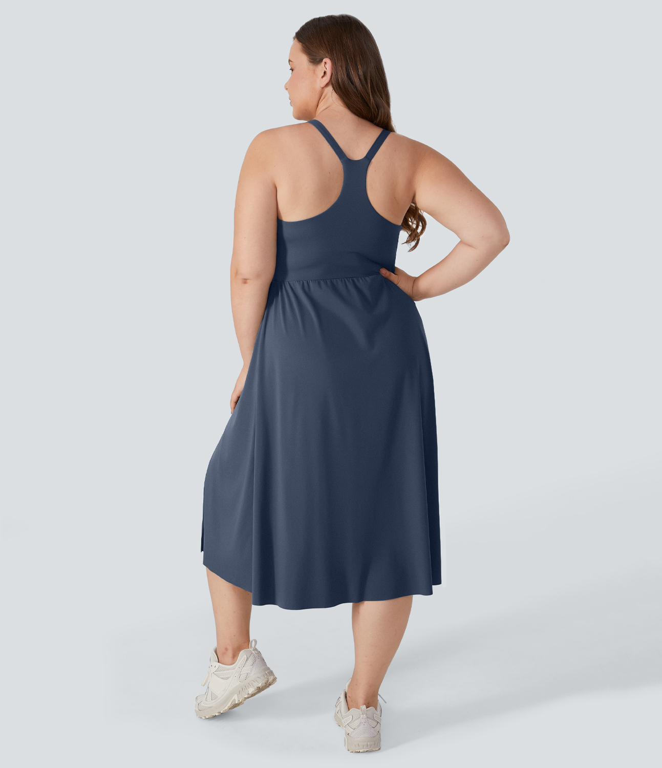 Halara Everyday Plus Size Midi Chill Dress-La Land  - Mood Indigo - 2X 