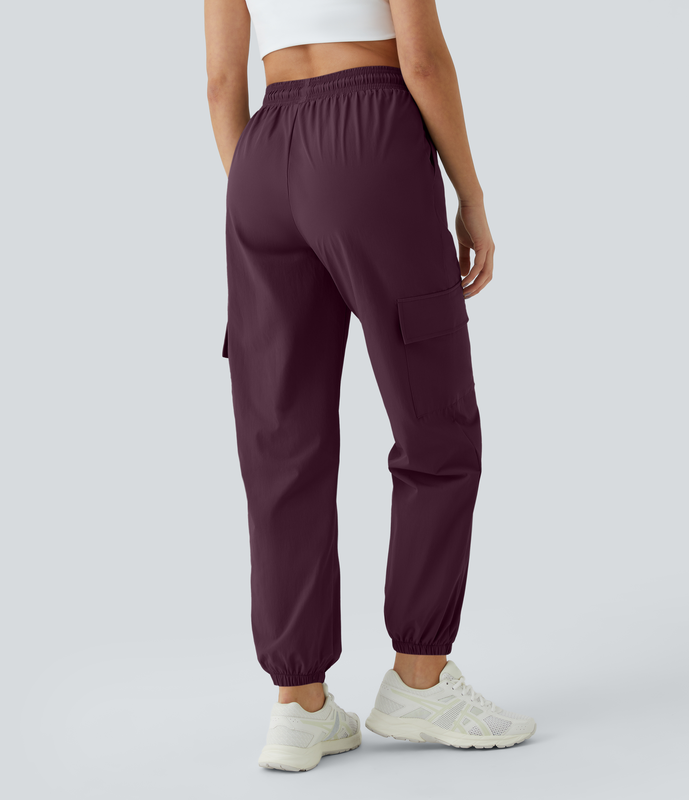Halara Mid Rise Drawstring Side Pocket Casual Cargo Joggers  - Fig - XS 
