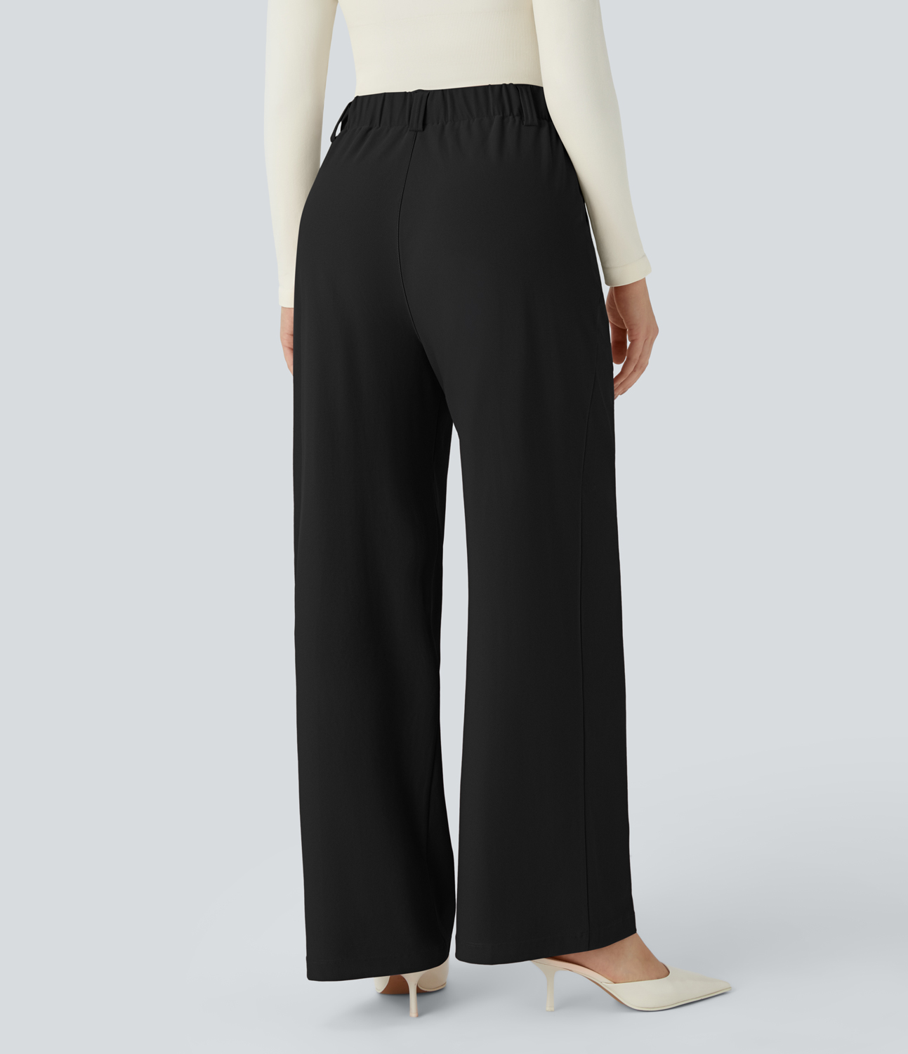 Halara HalaraFlexв„ў High Waisted Plicated Side Pocket Wide Leg Twill Work Pants  - Black - XS(regular) sweatpants jogger pants 