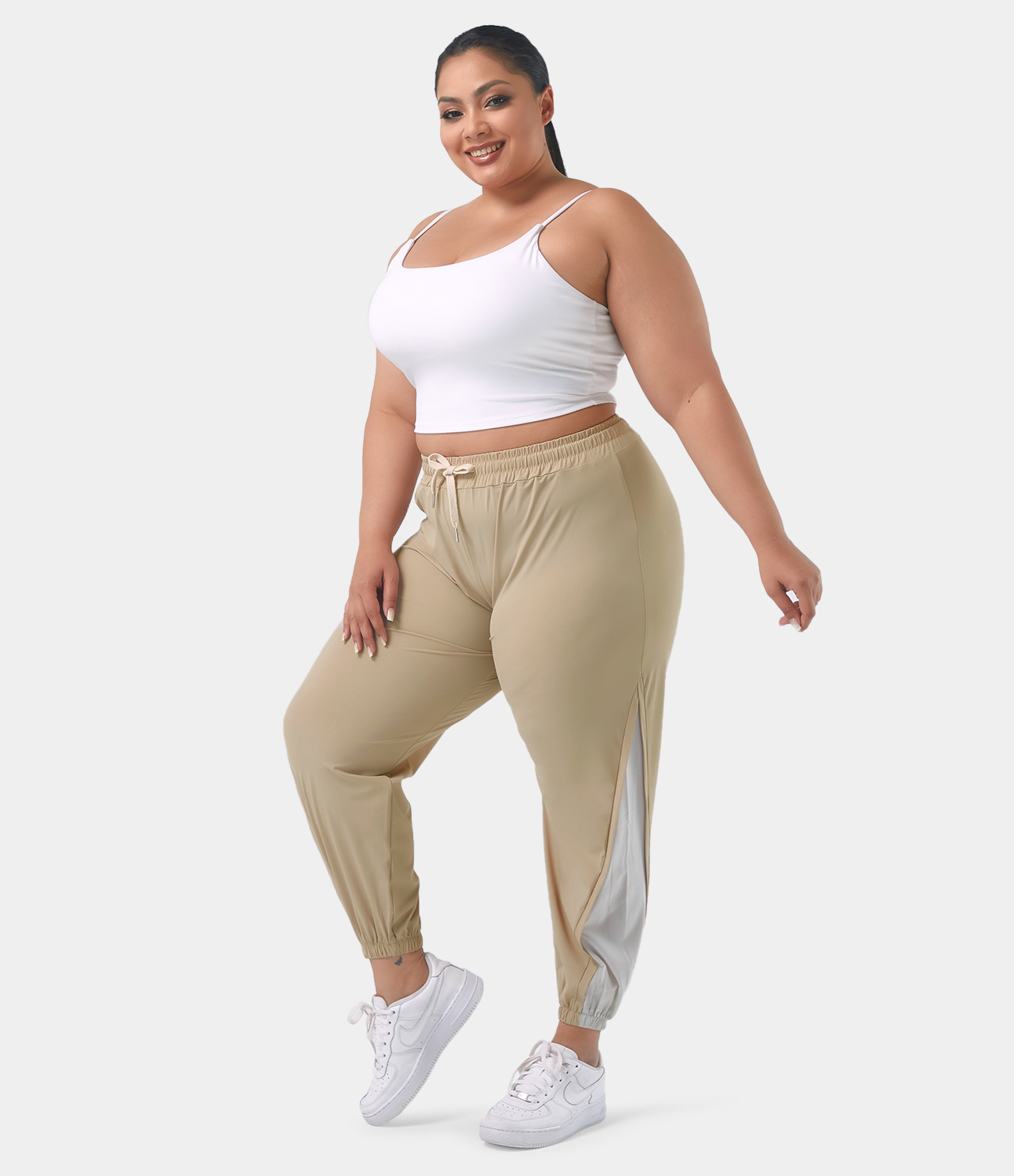 Women s mid rise drawstring pocket contrast mesh plus size sweatpants