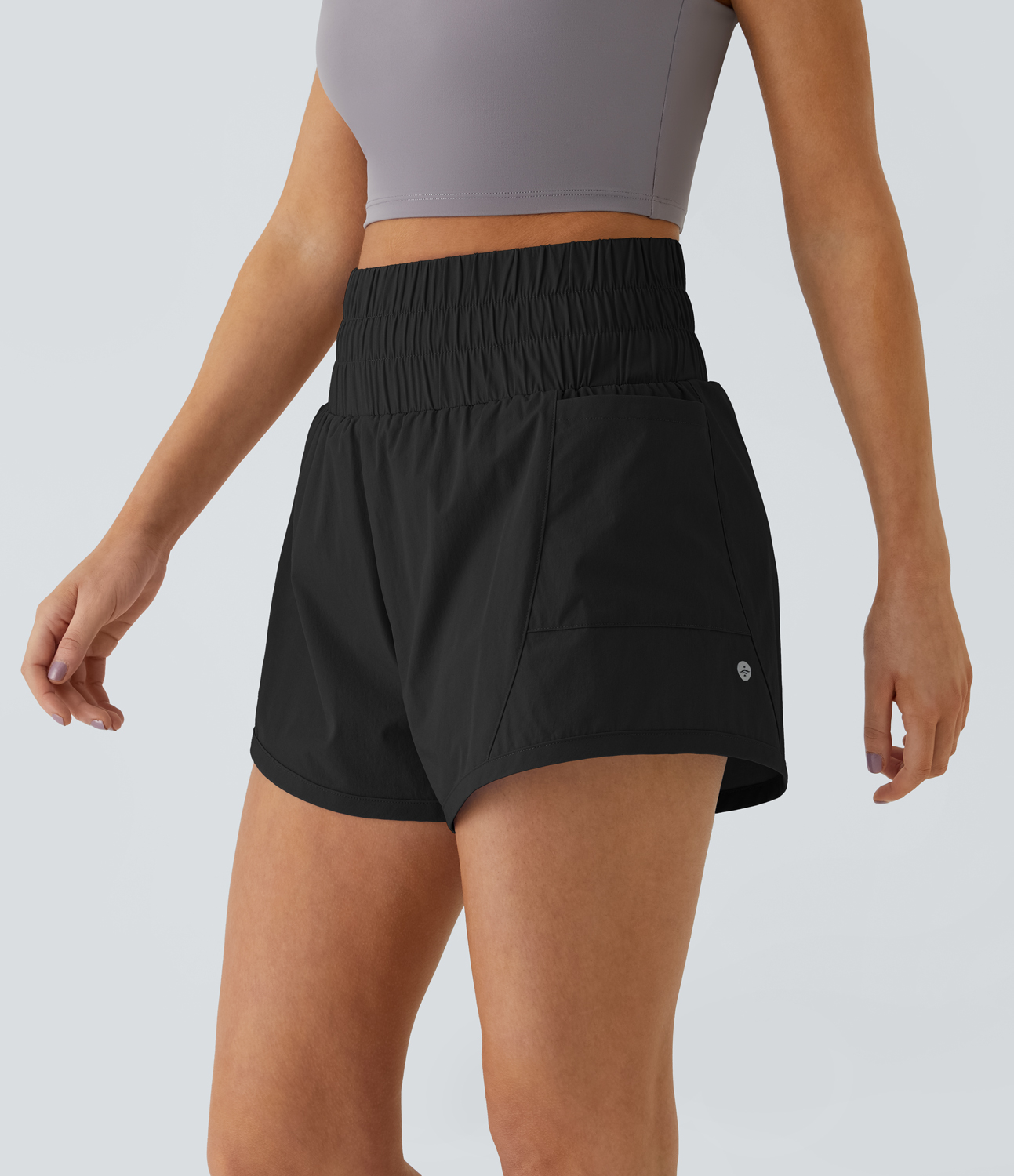 Halara High Waisted Side Pocket 2-in-1 Workout Shorts Gym Short - Black - S booty shorts compression shorts yoga shorts 
