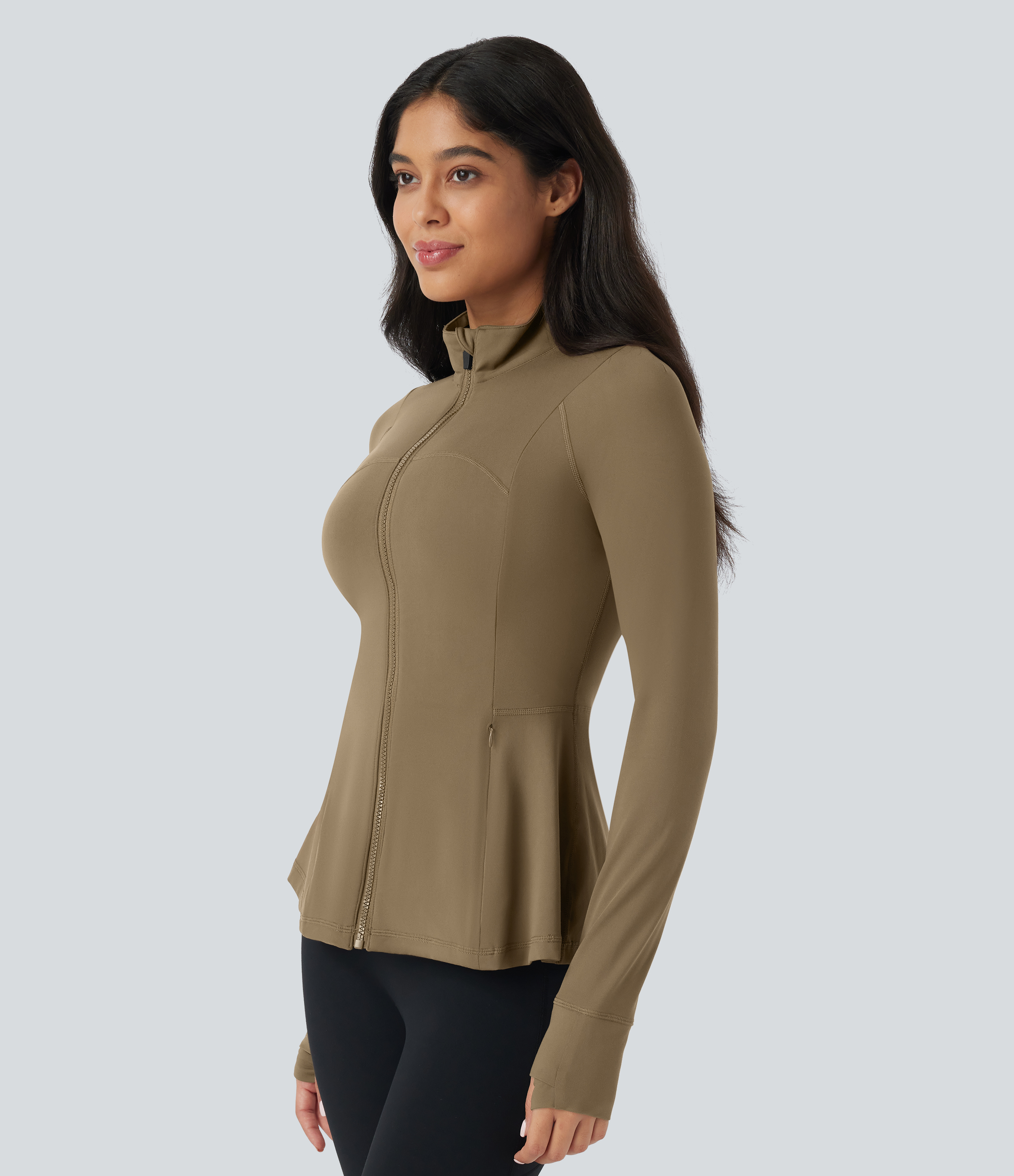 Women's SoftlyZero™ Long Sleeve Thumb Hole Pocket Zipper