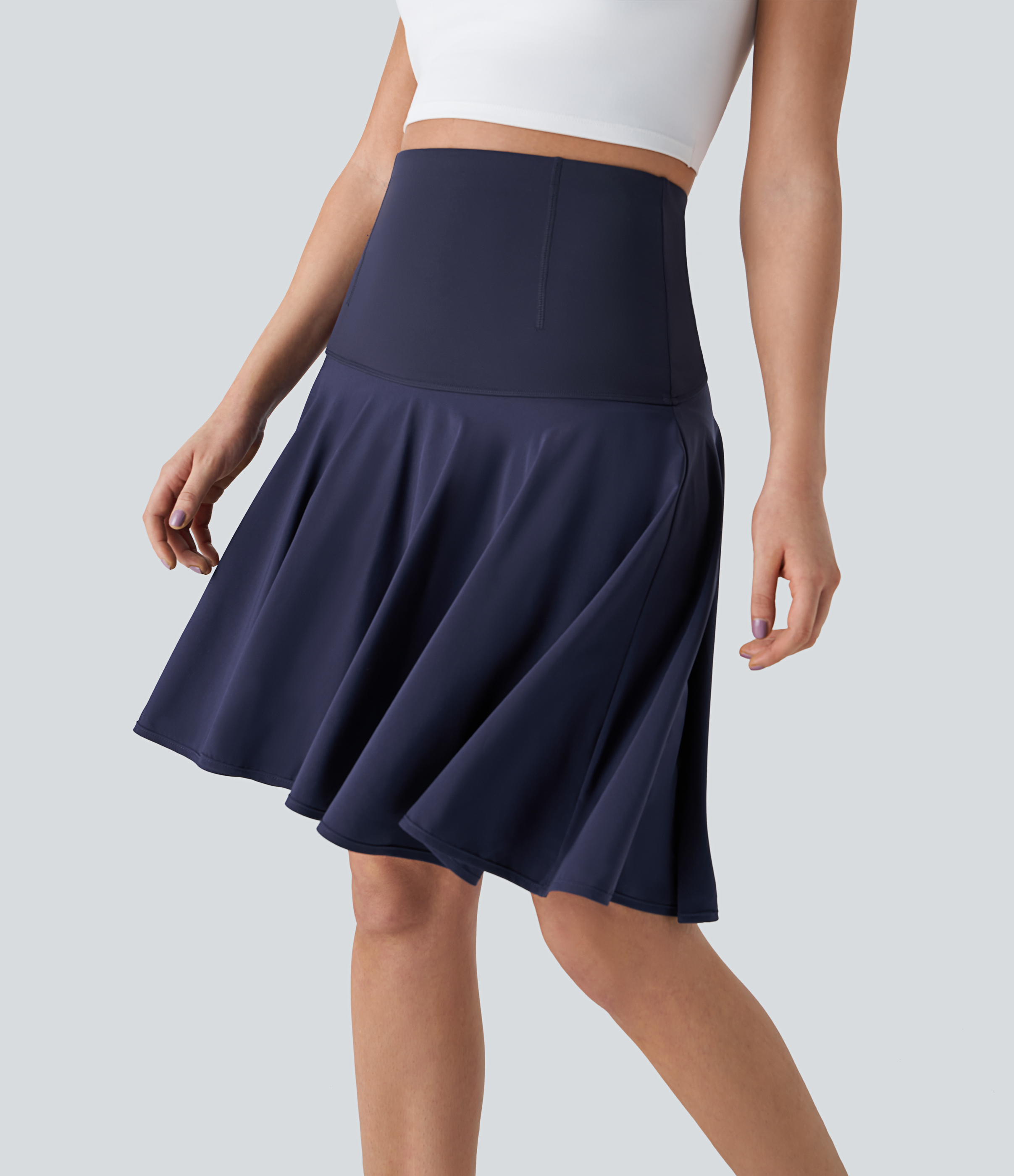 Halara Breezefulв„ў High Waisted 2-in-1 High Low Flare Quick Dry Dance Skirt  - Patriot Blue - XS(regular) midi skirt a line skirt 