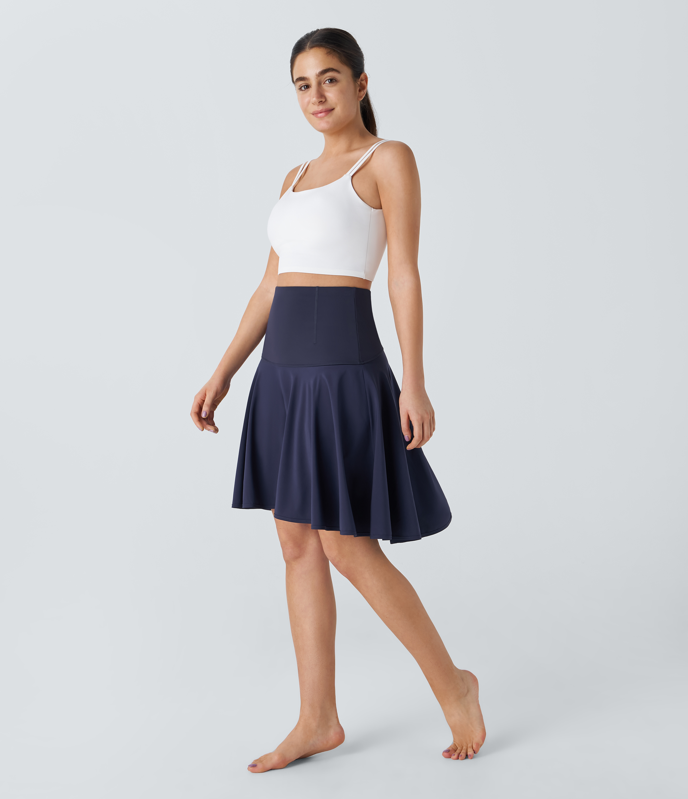Halara Breezefulв„ў High Waisted 2-in-1 High Low Flare Quick Dry Dance Skirt  - Patriot Blue - XS(regular) midi skirt a line skirt 