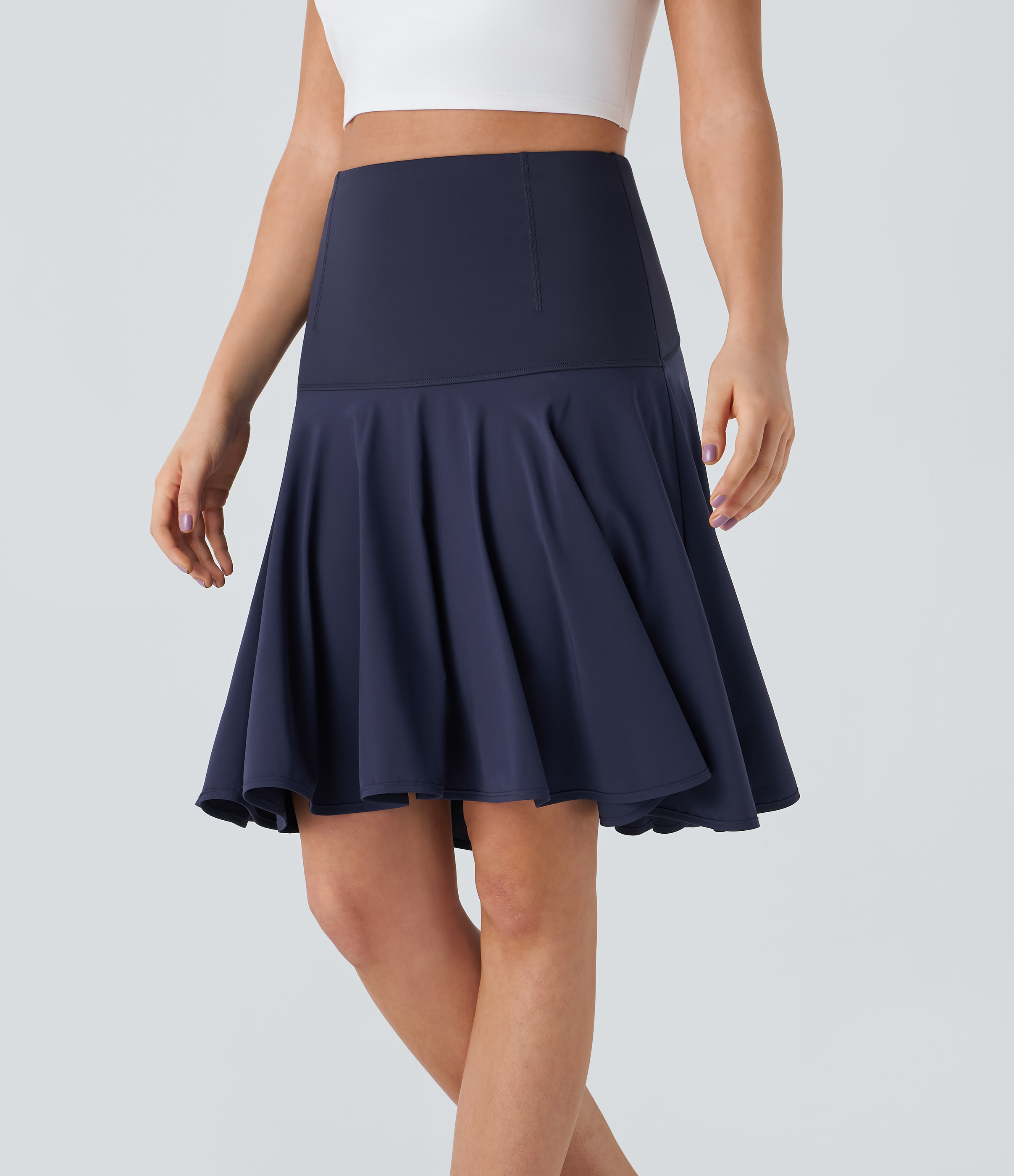 Halara Breezefulв„ў High Waisted 2-in-1 High Low Flare Quick Dry Dance Skirt  - Patriot Blue - XS(regular) midi skirt a line skirt 