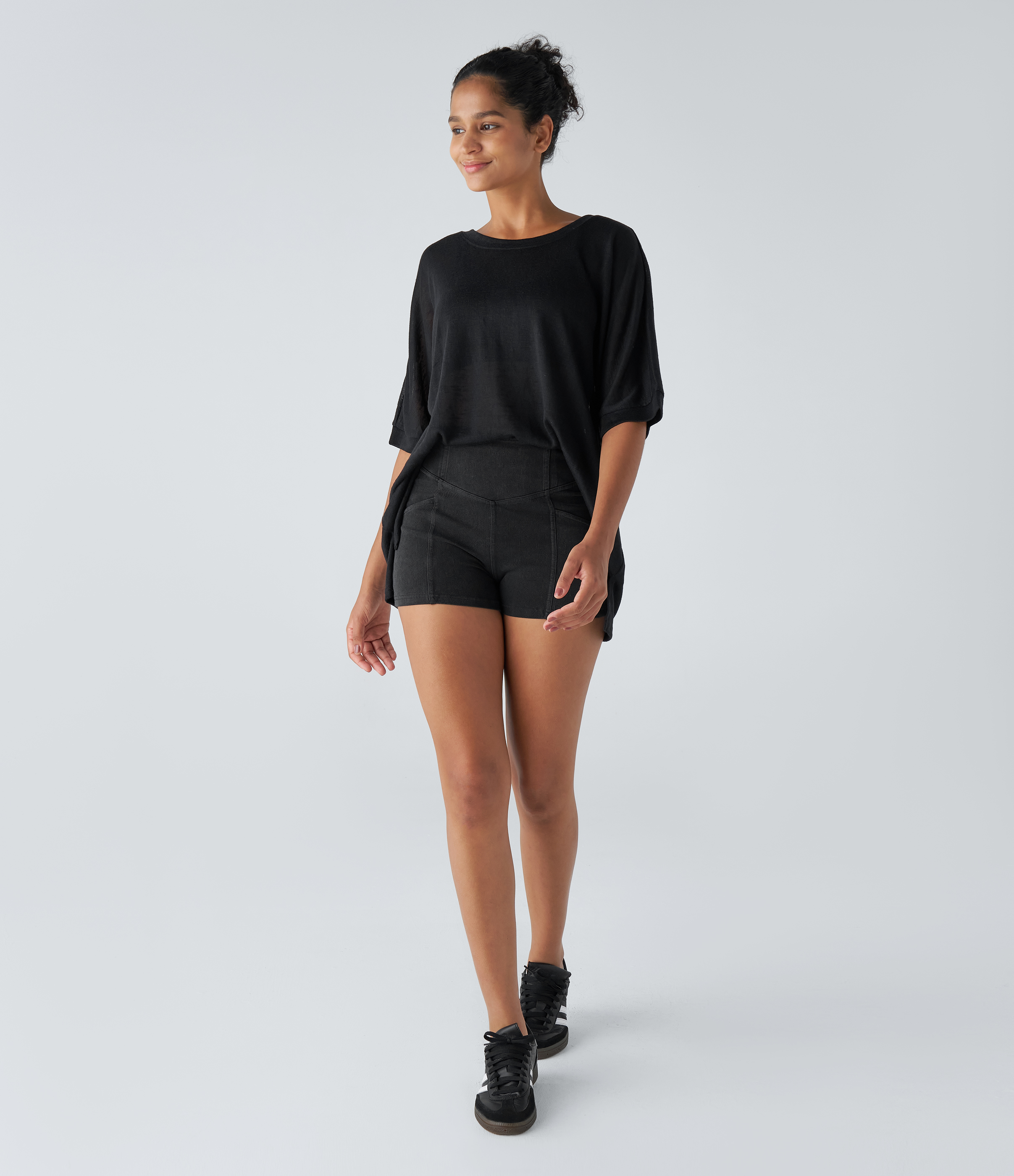 Halara Asymmetric Split Hem Sheer Oversize Casual Top Tank Top - Black - L golf tops halter top tunic tops sleeveless tops backless top 