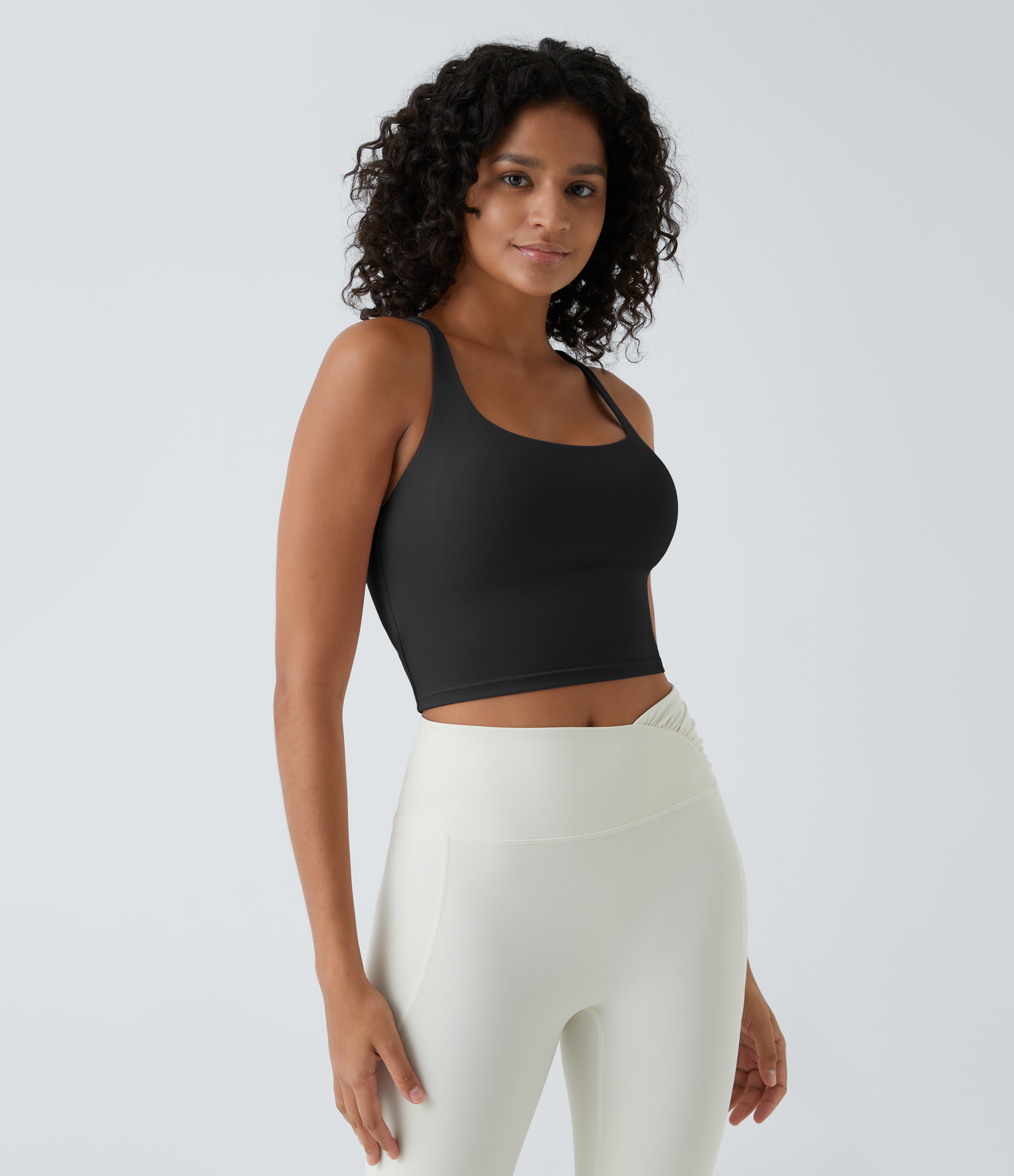 Halara Crisscross Backless Cropped Yoga Tank Top Tank Top - Black - L golf tops halter top tunic tops sleeveless tops backless top 