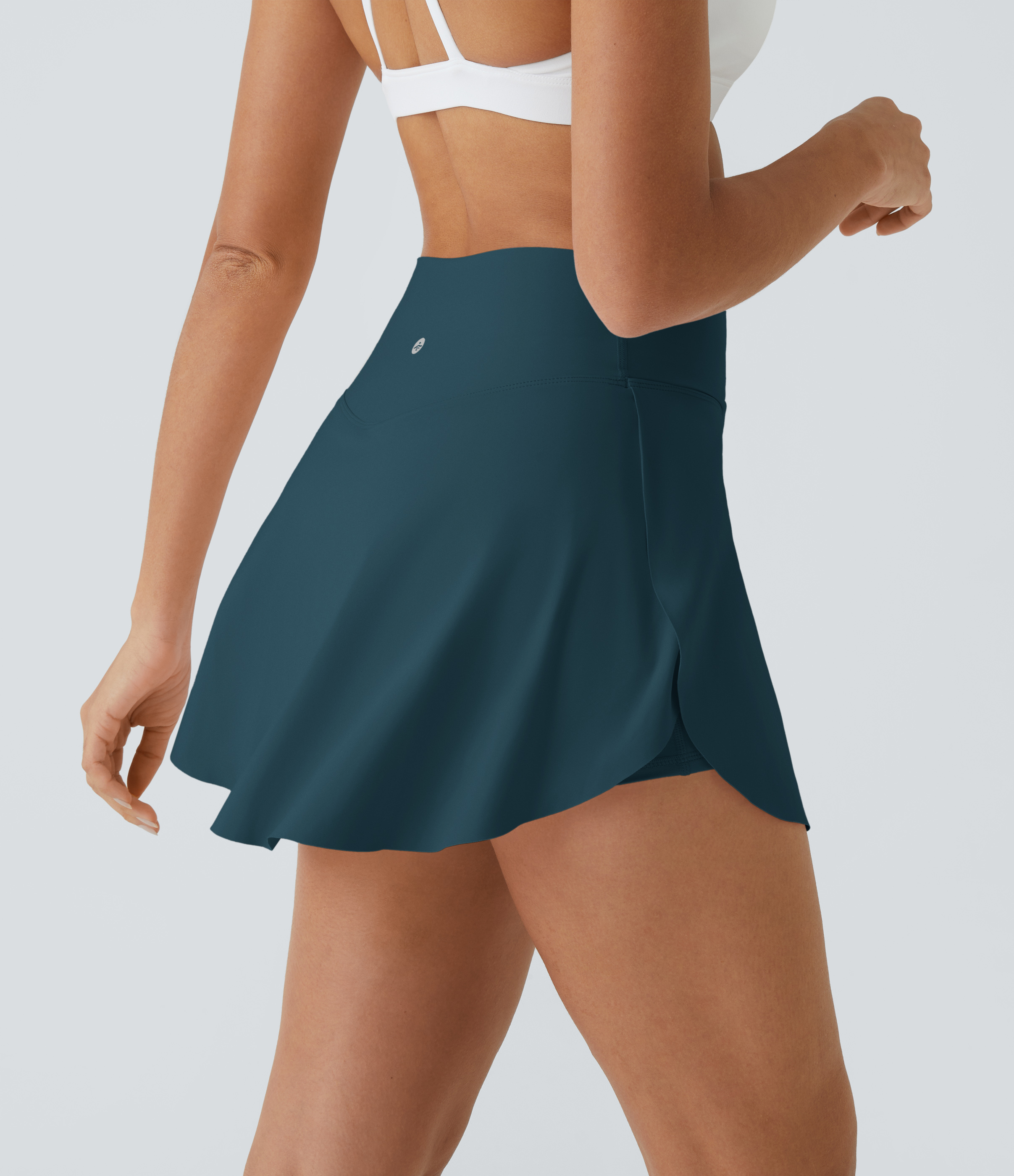Halara Softlyzeroв„ў Airy Crossover Side Pocket 2-in-1 Cool Touch Tennis Skirt-Lucid-Longer Length  - Ink Green - L(Long) 