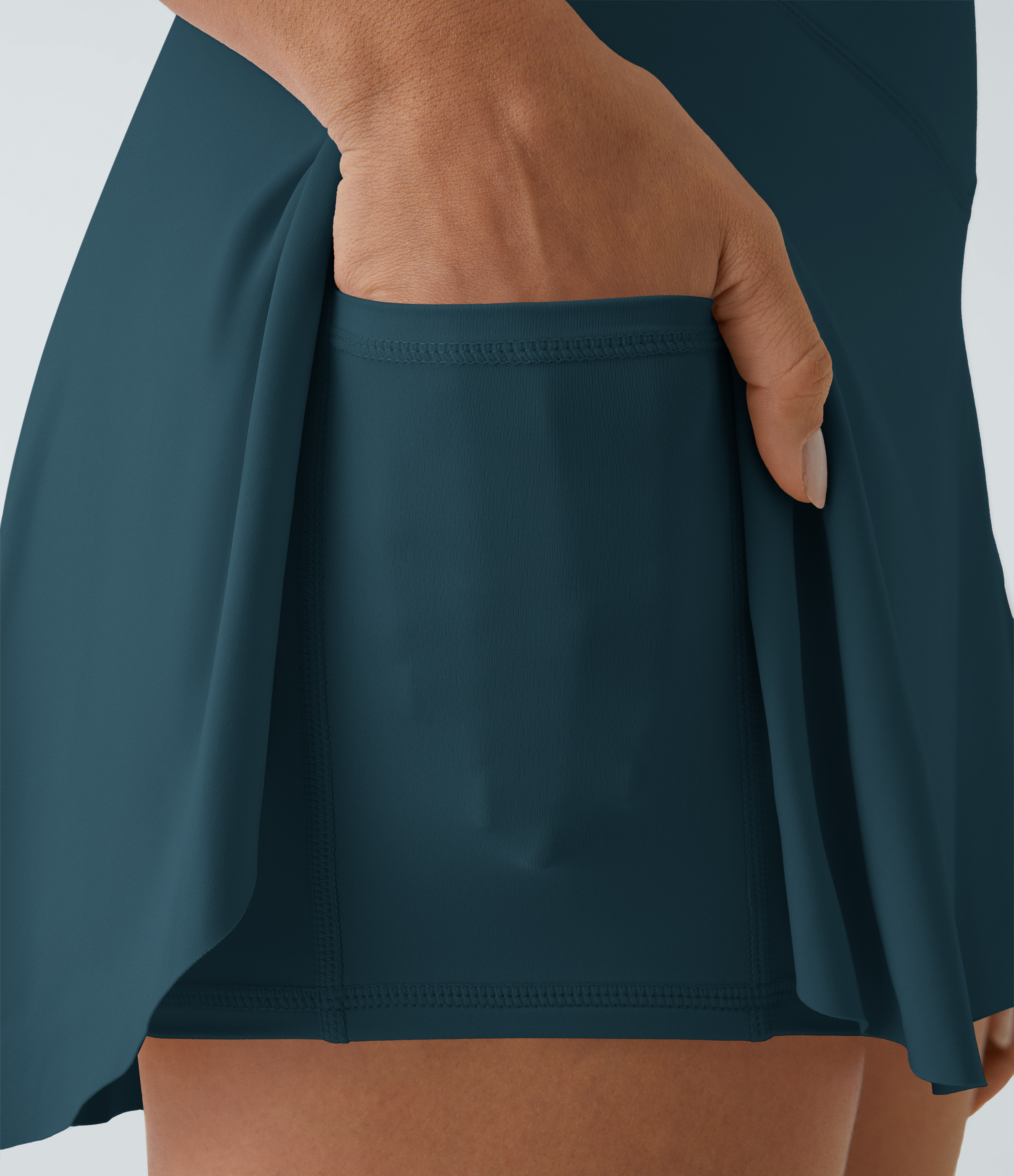Halara Softlyzeroв„ў Airy Crossover Side Pocket 2-in-1 Cool Touch Tennis Skirt-Lucid-Longer Length  - Ink Green - L(Long) 