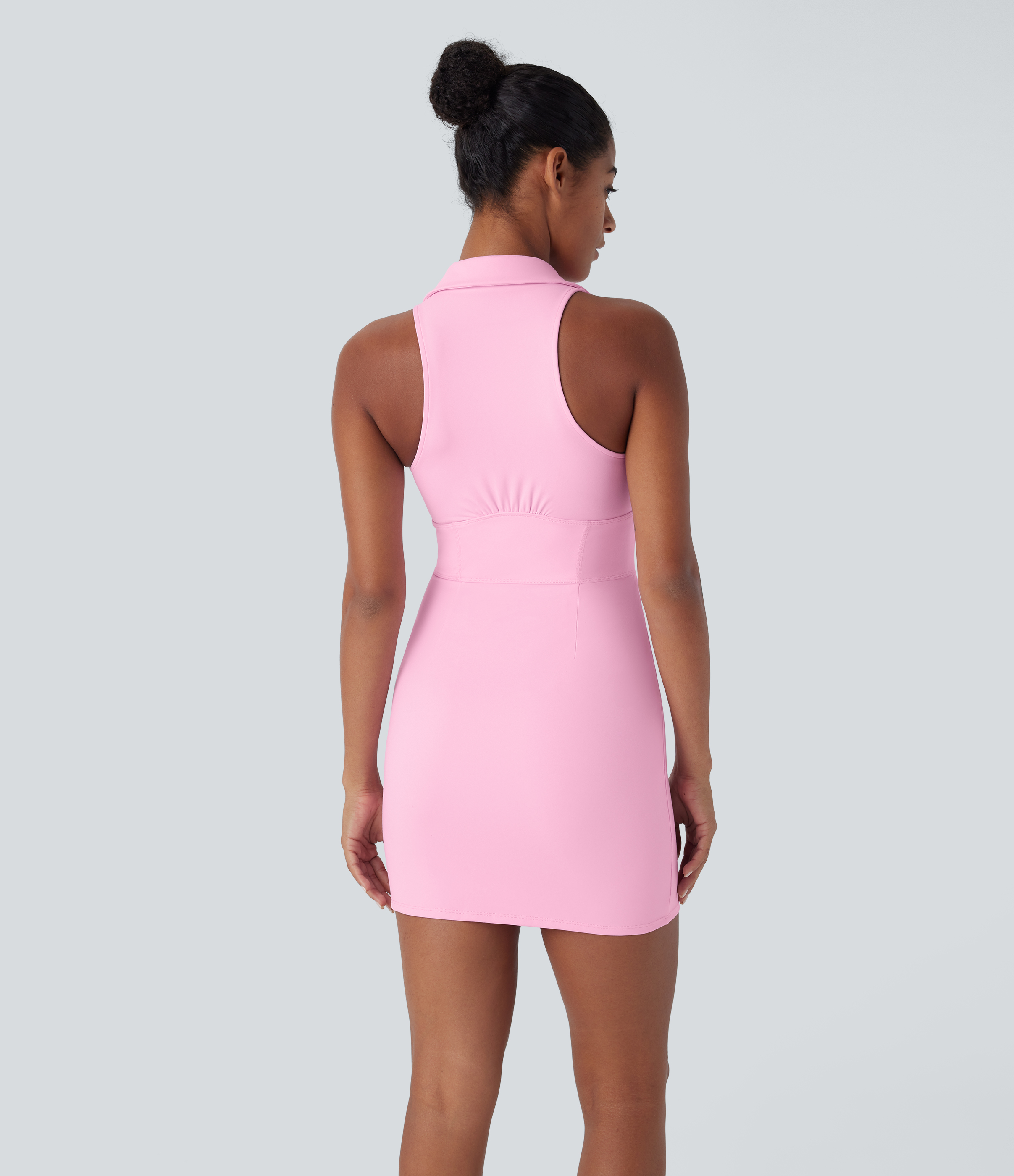 Halara Softlyzeroв„ў Plush Collar Corset Sleeveless Bodycon Mini Pickleball Active Dress Workout Dress - Nosegay - L 