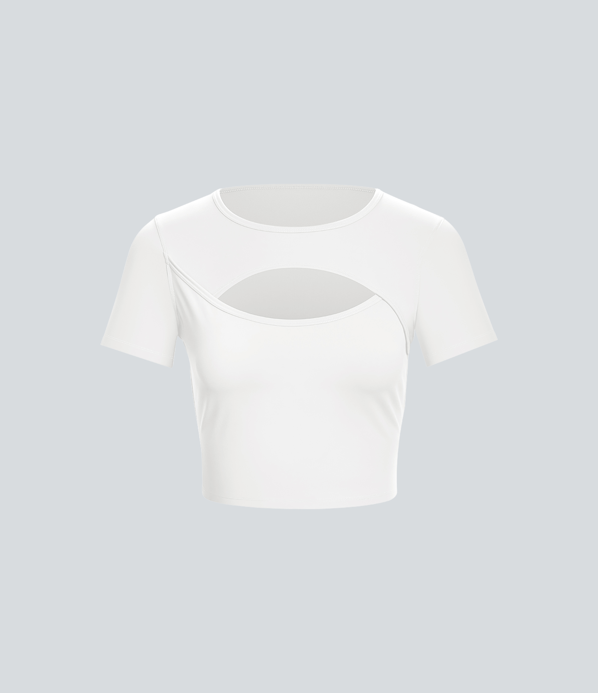 Halara Cloudfulв„ў Fabric Round Neck Cut Out Short Sleeve Cropped Barre Ballet Dance Sports Top  - White - S 