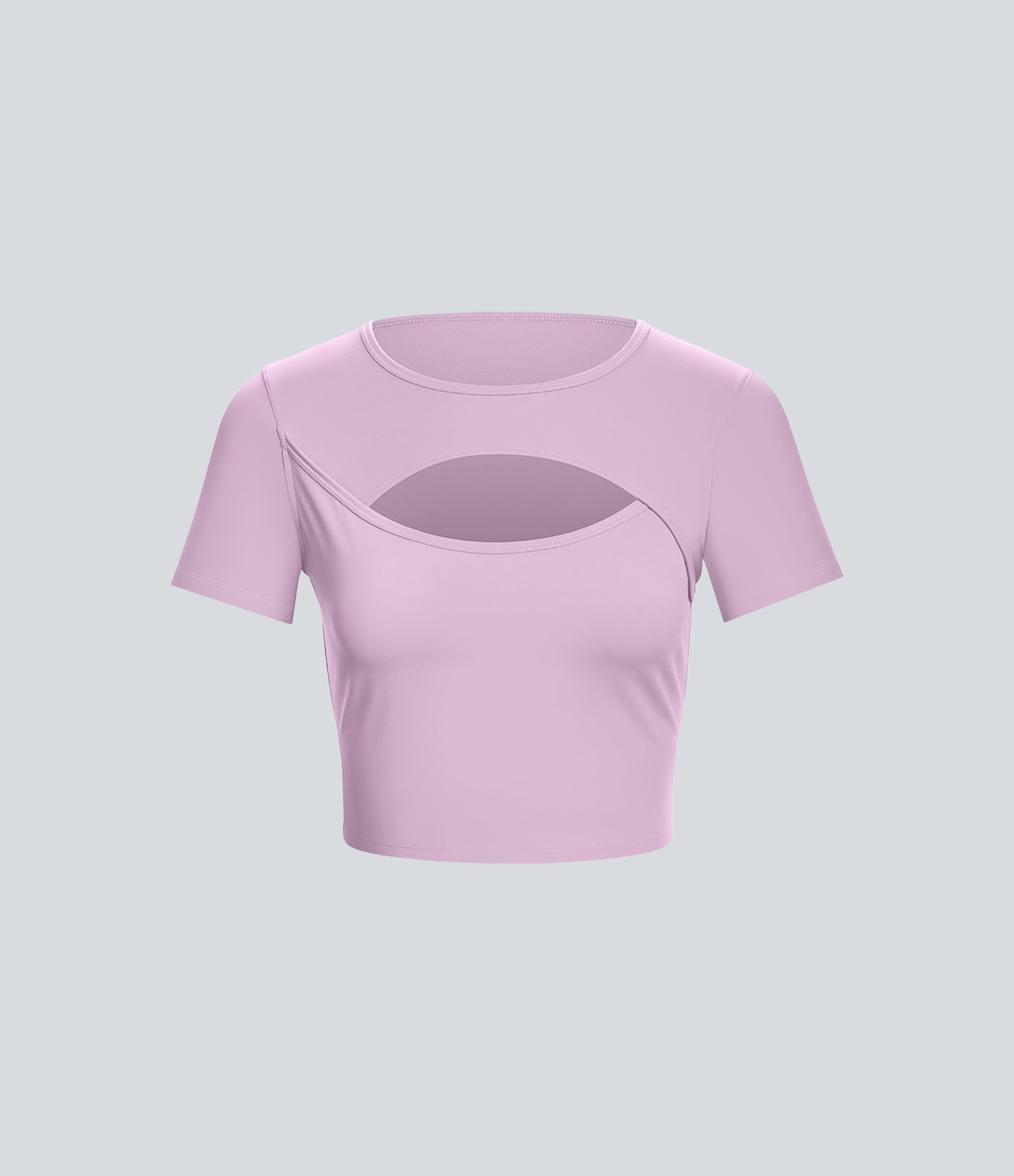 Halara Cloudfulв„ў Fabric Round Neck Cut Out Short Sleeve Cropped Barre Ballet Dance Sports Top  - Winsome Orchid - XL 