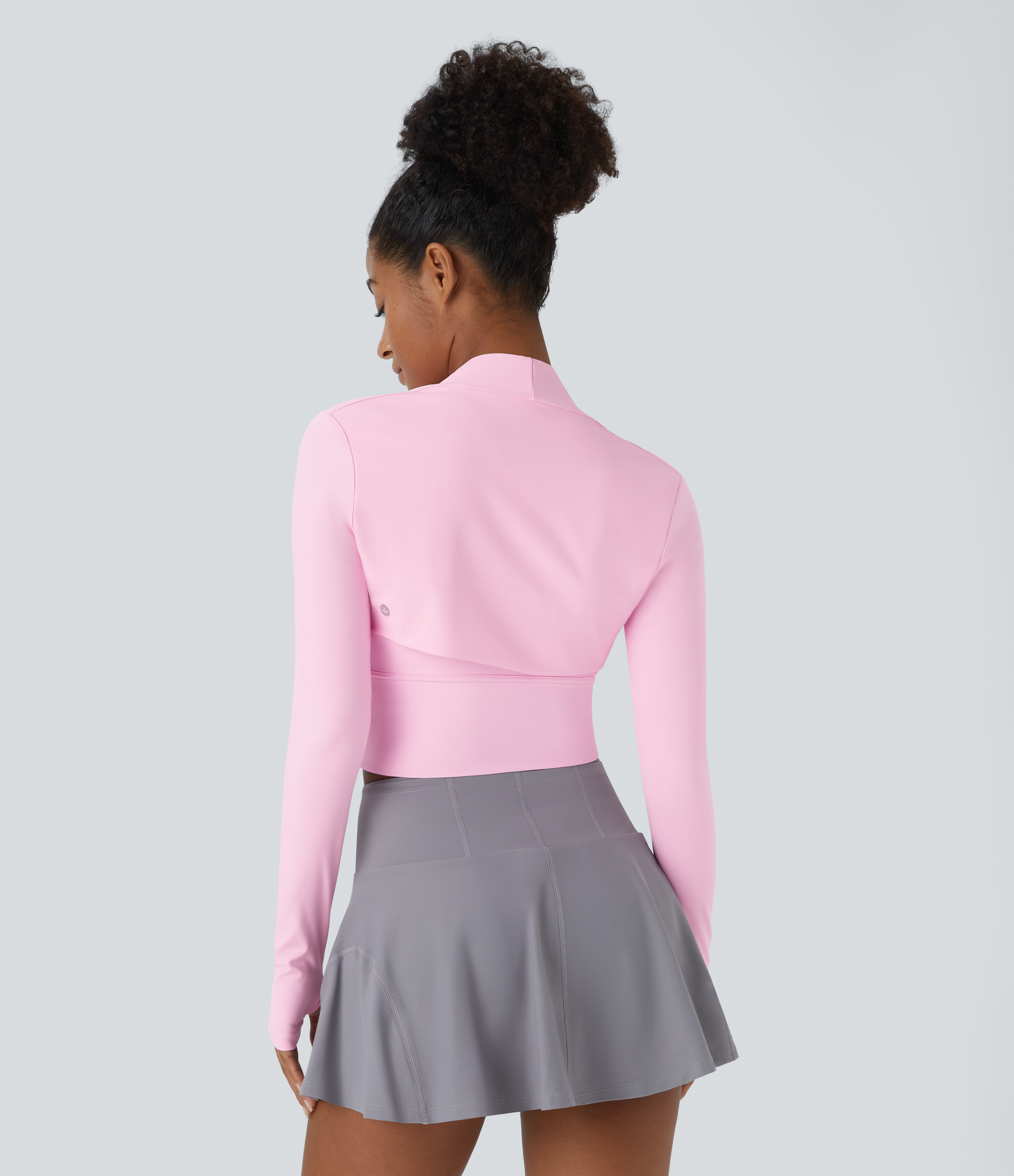 Halara Softlyzeroв„ў Airy Thumb Hole Cropped Cool Touch Golf Shrug Sports Top-UPF50+  - Nosegay - L 
