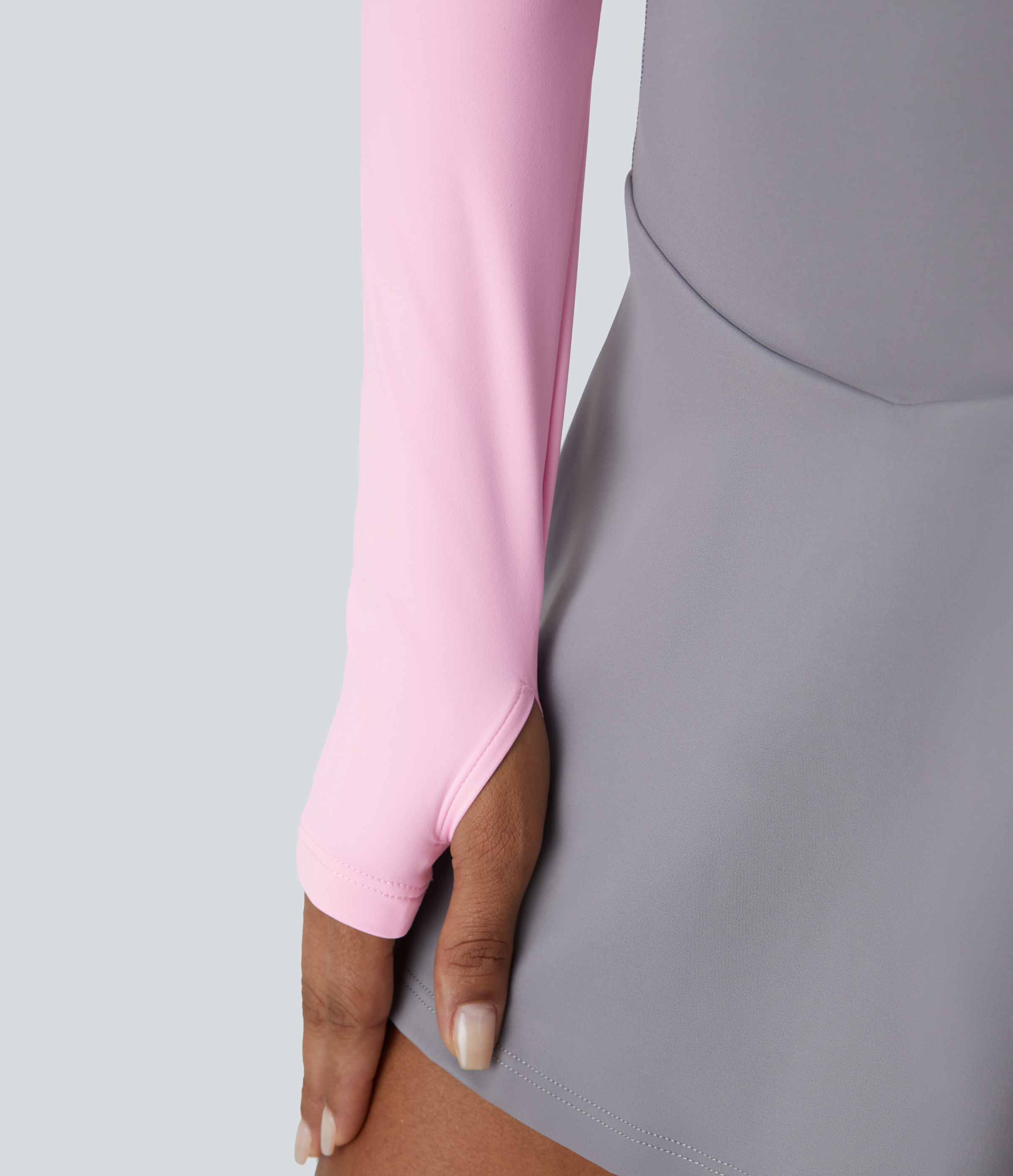 Halara Softlyzeroв„ў Airy Thumb Hole Cropped Cool Touch Golf Shrug Sports Top-UPF50+  - Nosegay - L 