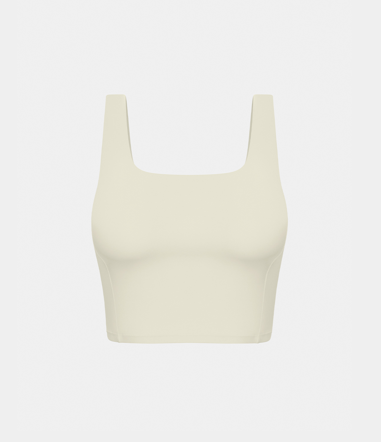 Halara Square Neck Backless Cropped Yoga Tank Top Tank Top - Seedpearl - S golf tops halter top tunic tops sleeveless tops backless top 