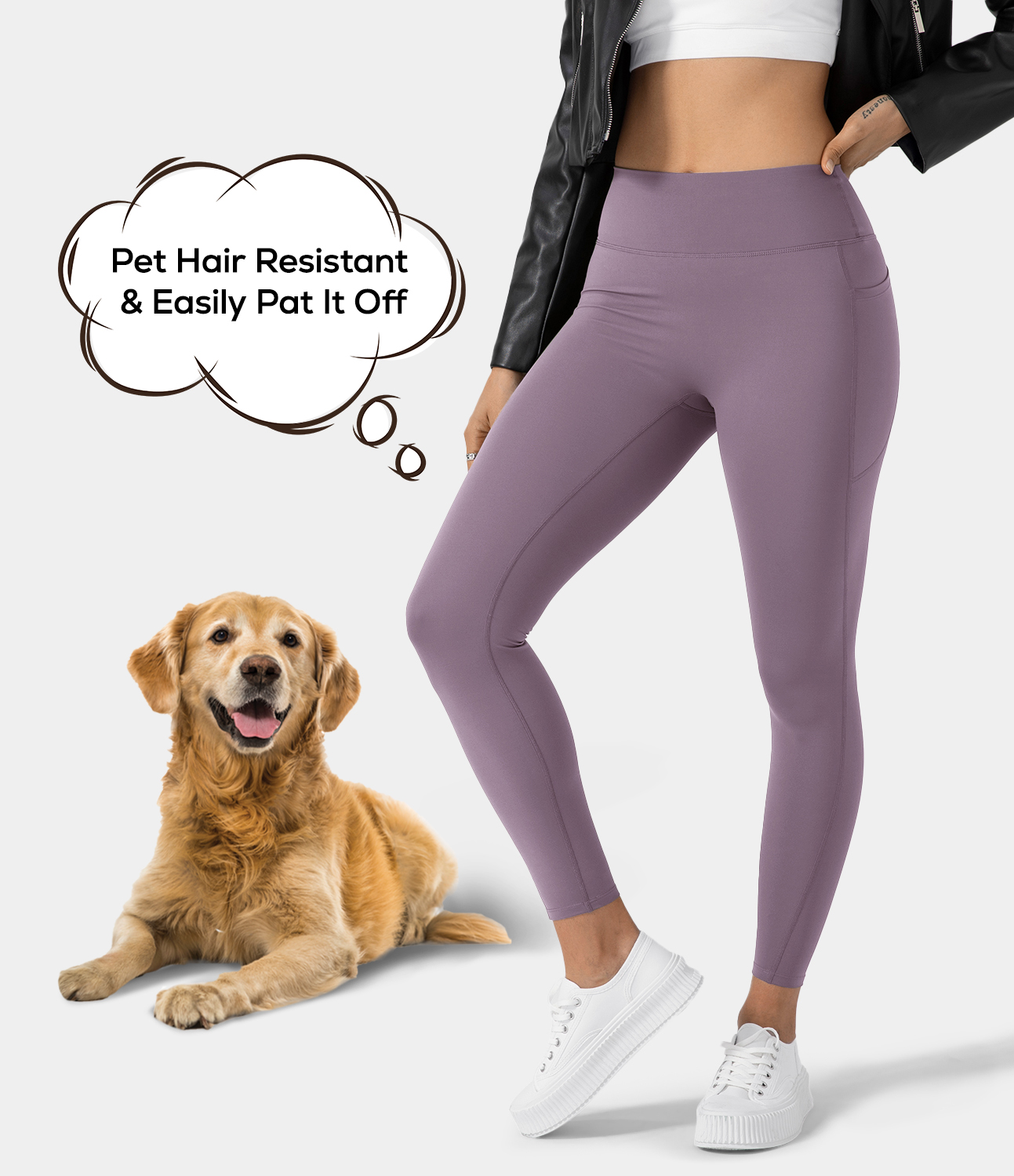 Women's Patitoff Pet Hair Resistant High Waisted Deep Side Pocket