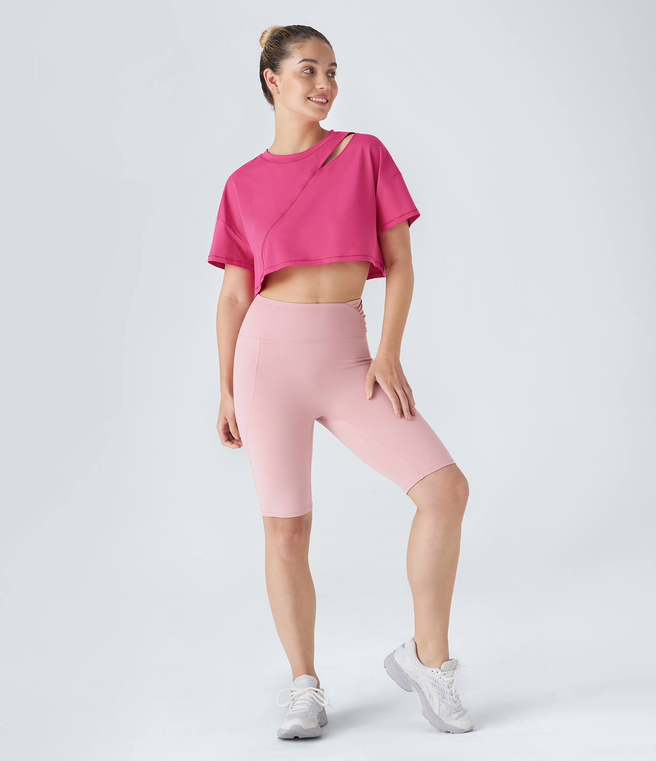 Halara Cut Out Top-stitching Cropped Dance Sports Top  - Innuendo - S 