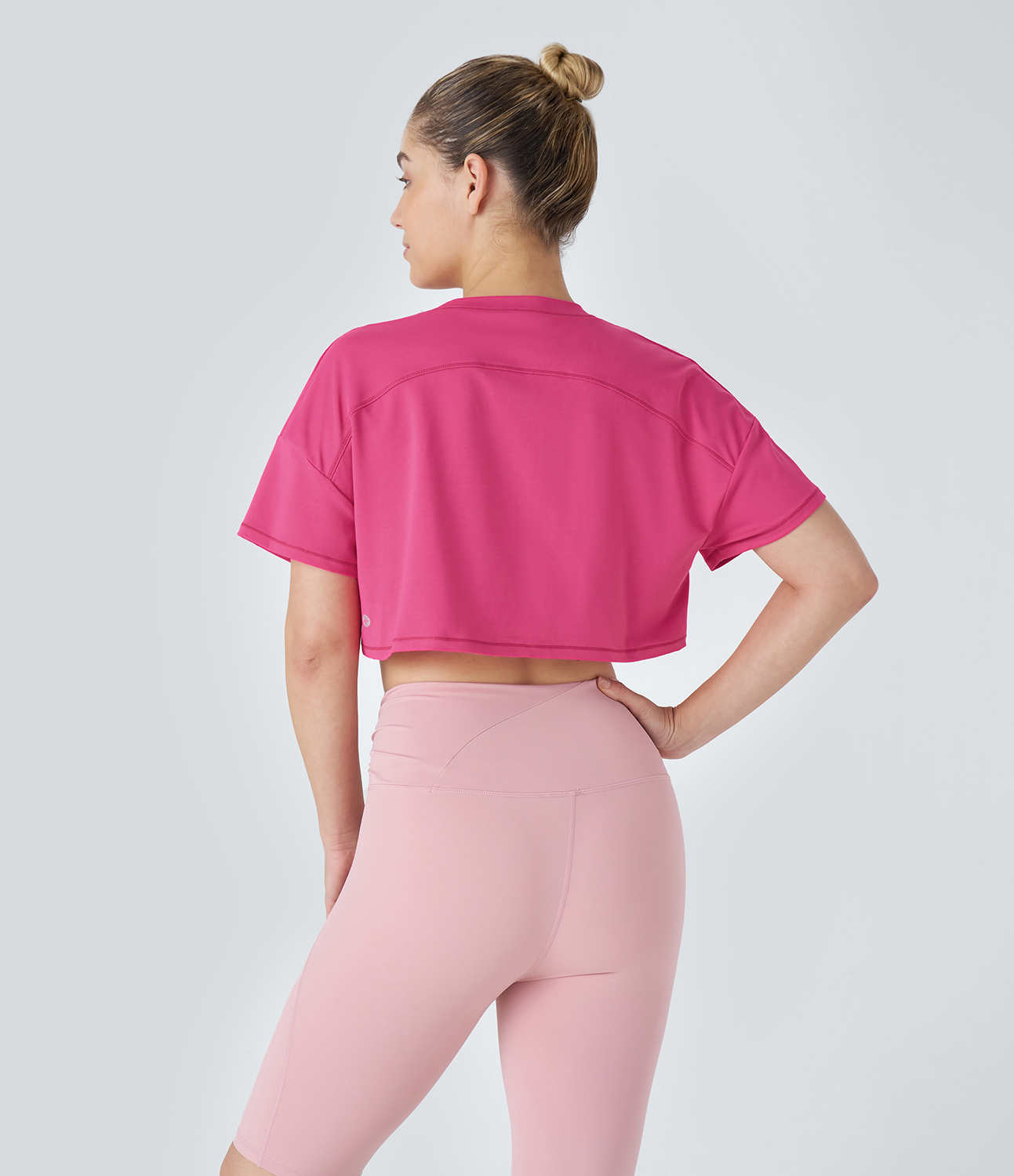 Halara Cut Out Top-stitching Cropped Dance Sports Top  - Innuendo - S 