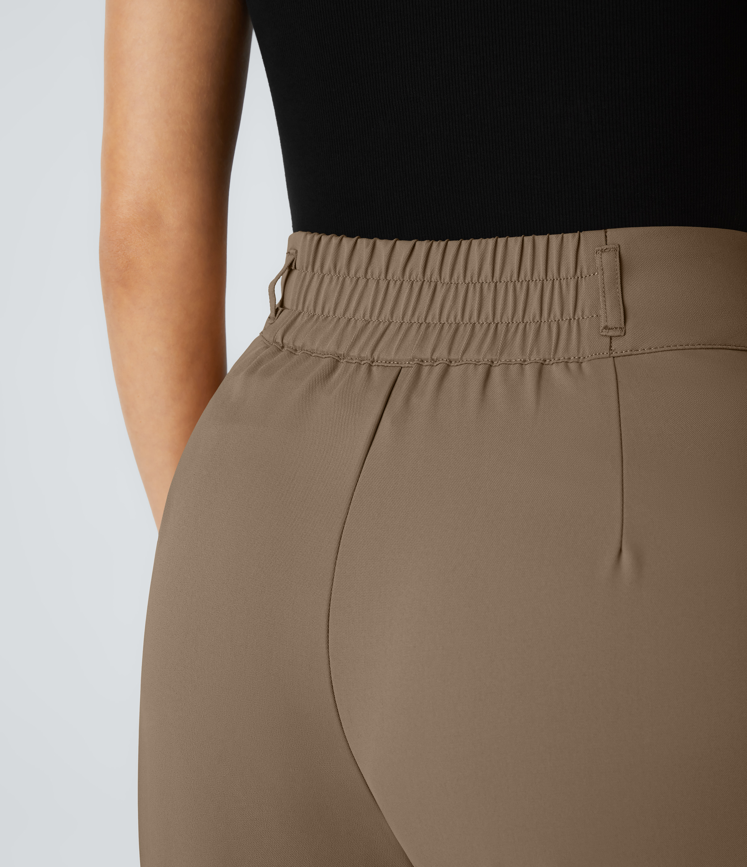 Halara High Waisted Button Zipper Side Pocket Shirred Straight Leg Work Pants  - Kangaroo - XL(tall) sweatpants jogger pants 