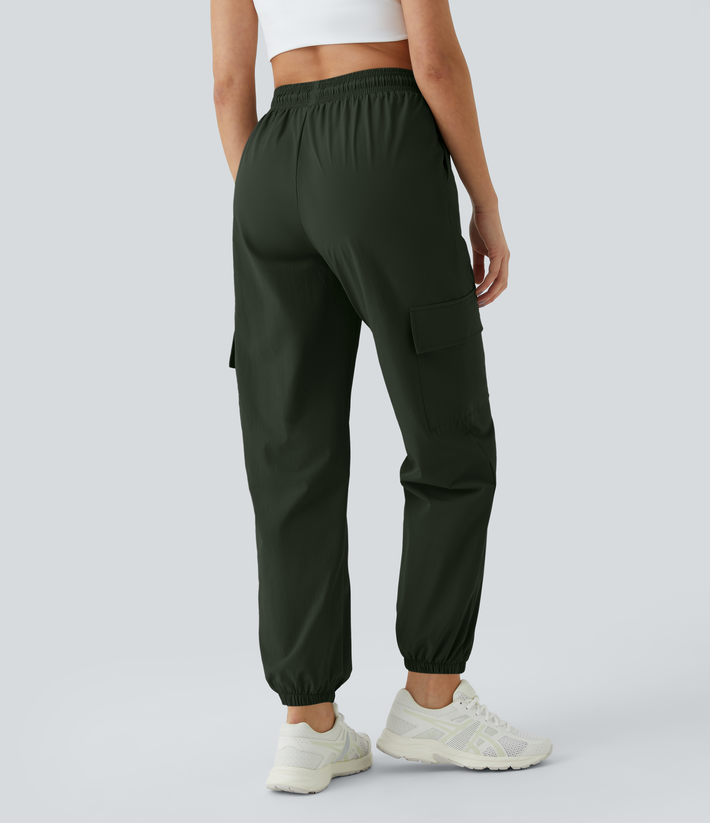 Halara Mid Rise Drawstring Side Pocket Casual Cargo Joggers  - Rosin - M 
