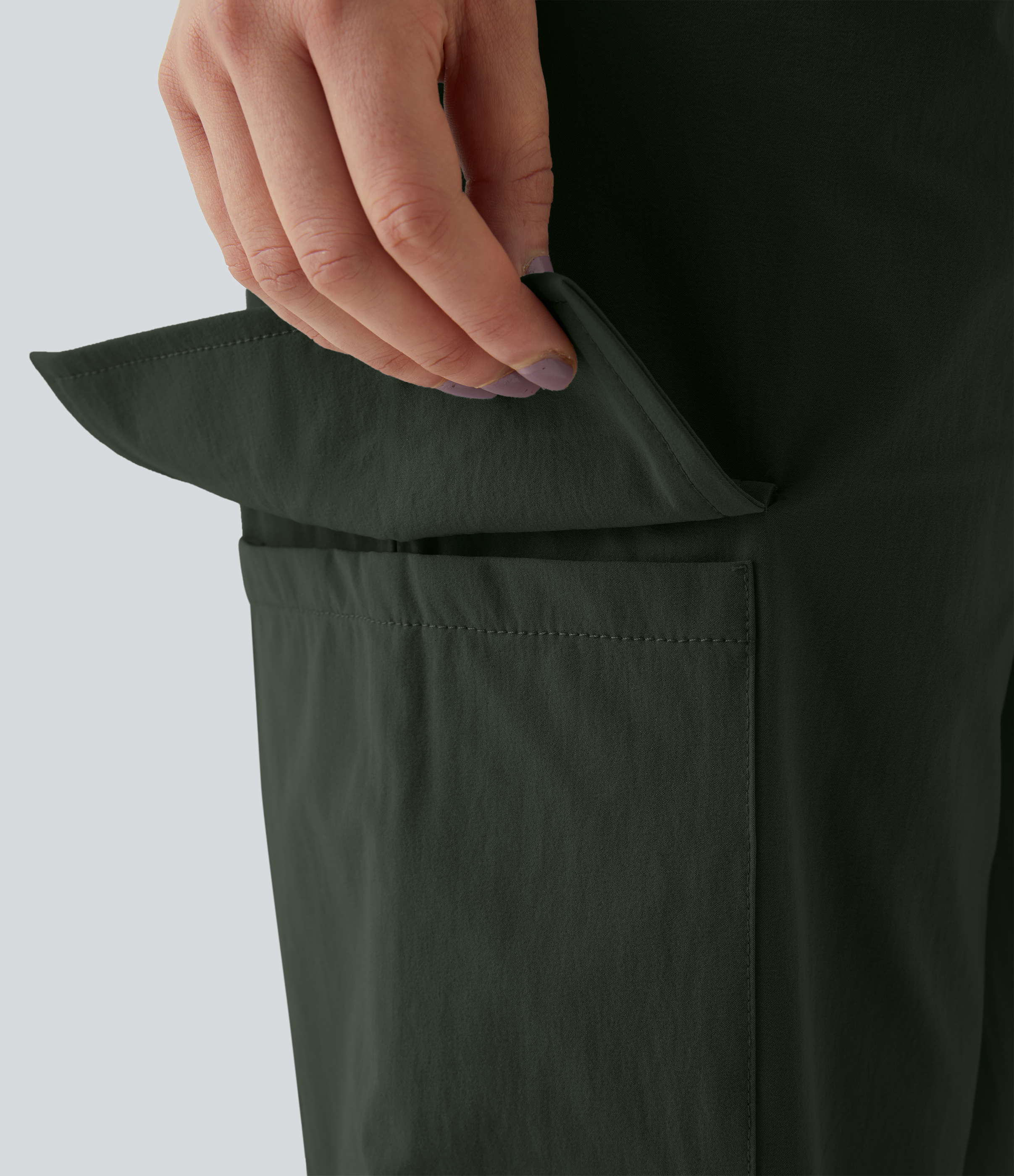 Halara Mid Rise Drawstring Side Pocket Casual Cargo Joggers  - Rosin - M 