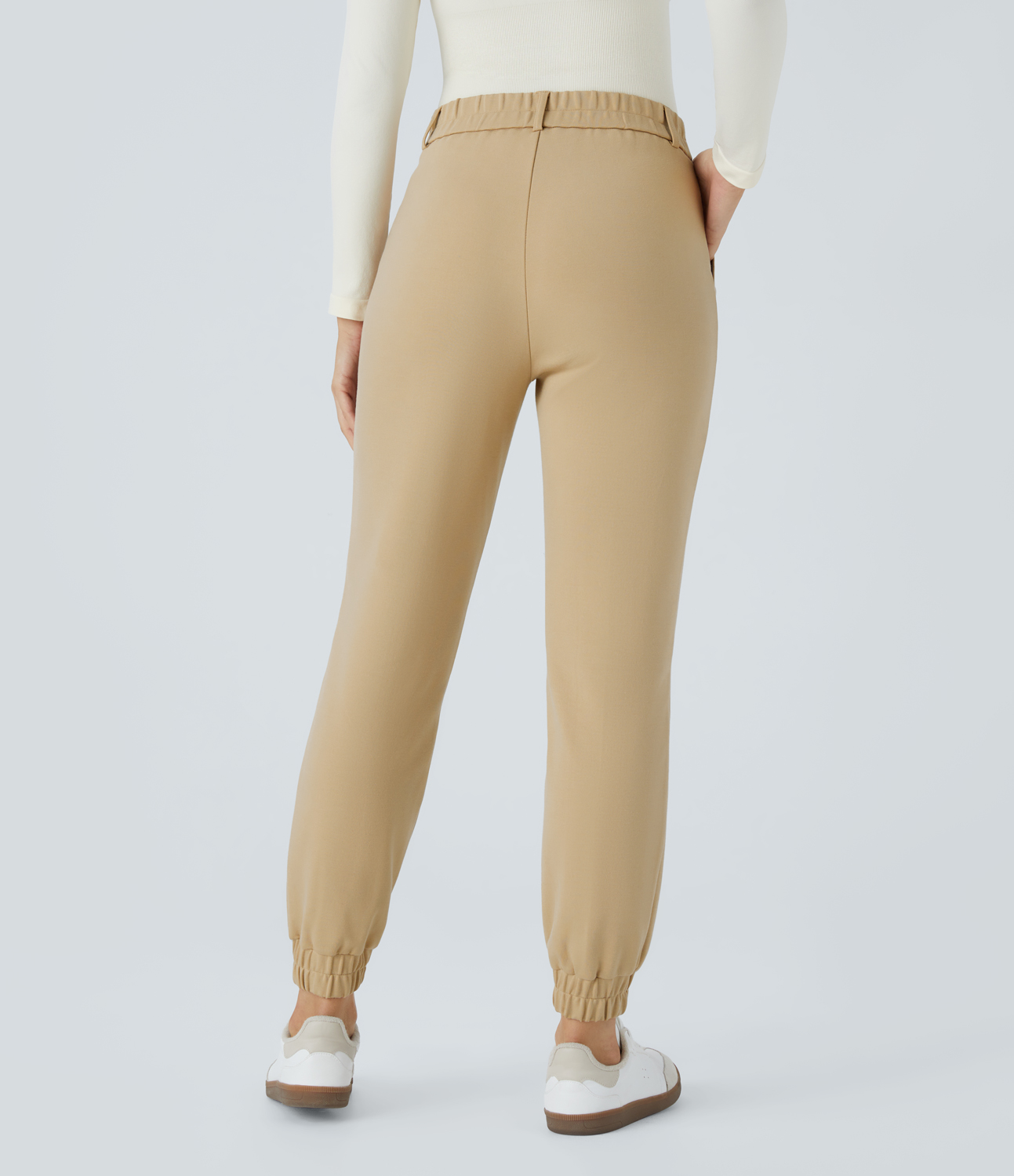Halara Mid Rise Button Zipper Side Pocket Work Joggers  - Pebble - XL(regular) 