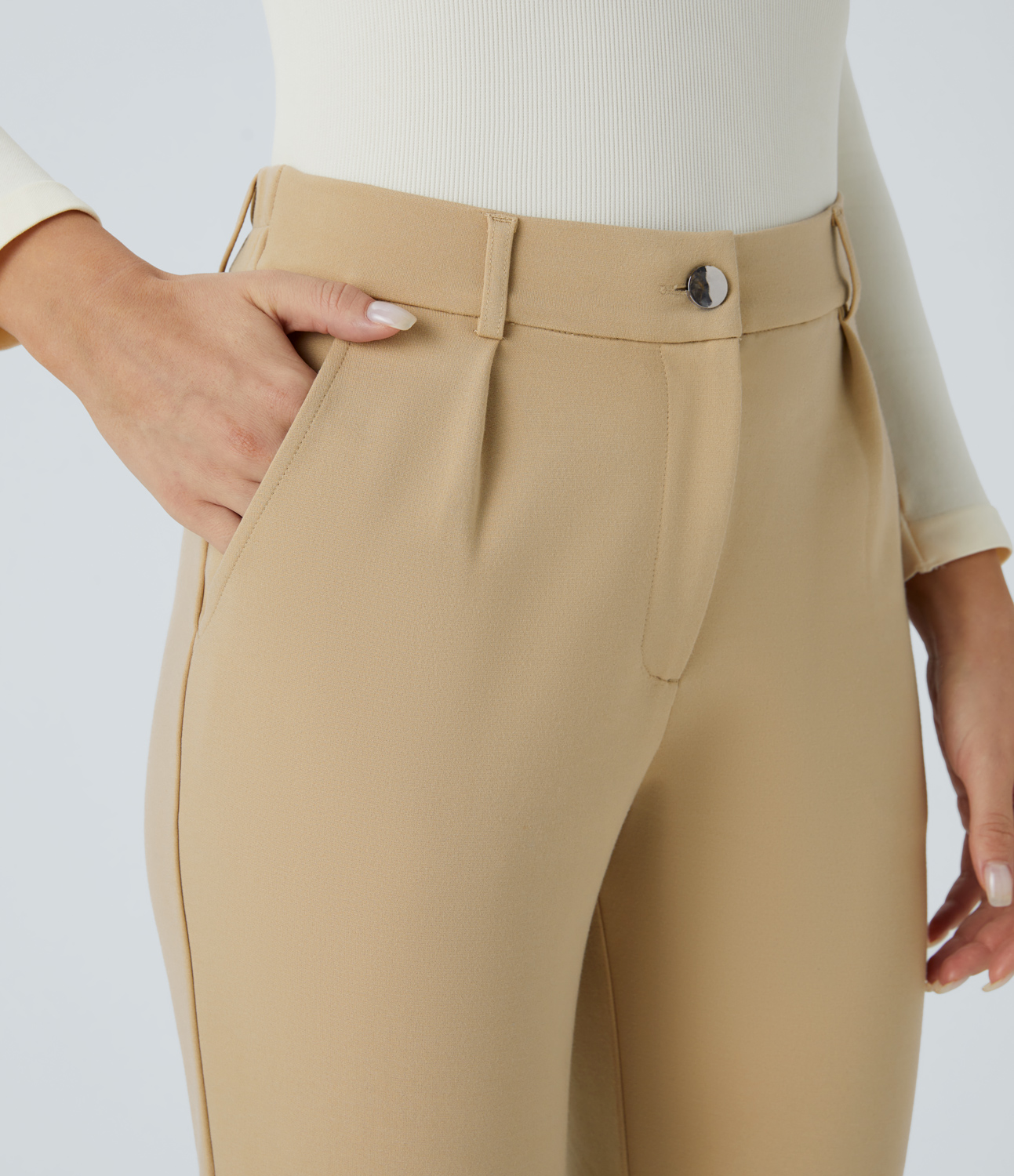 Halara Mid Rise Button Zipper Side Pocket Work Joggers  - Pebble - XL(regular) 