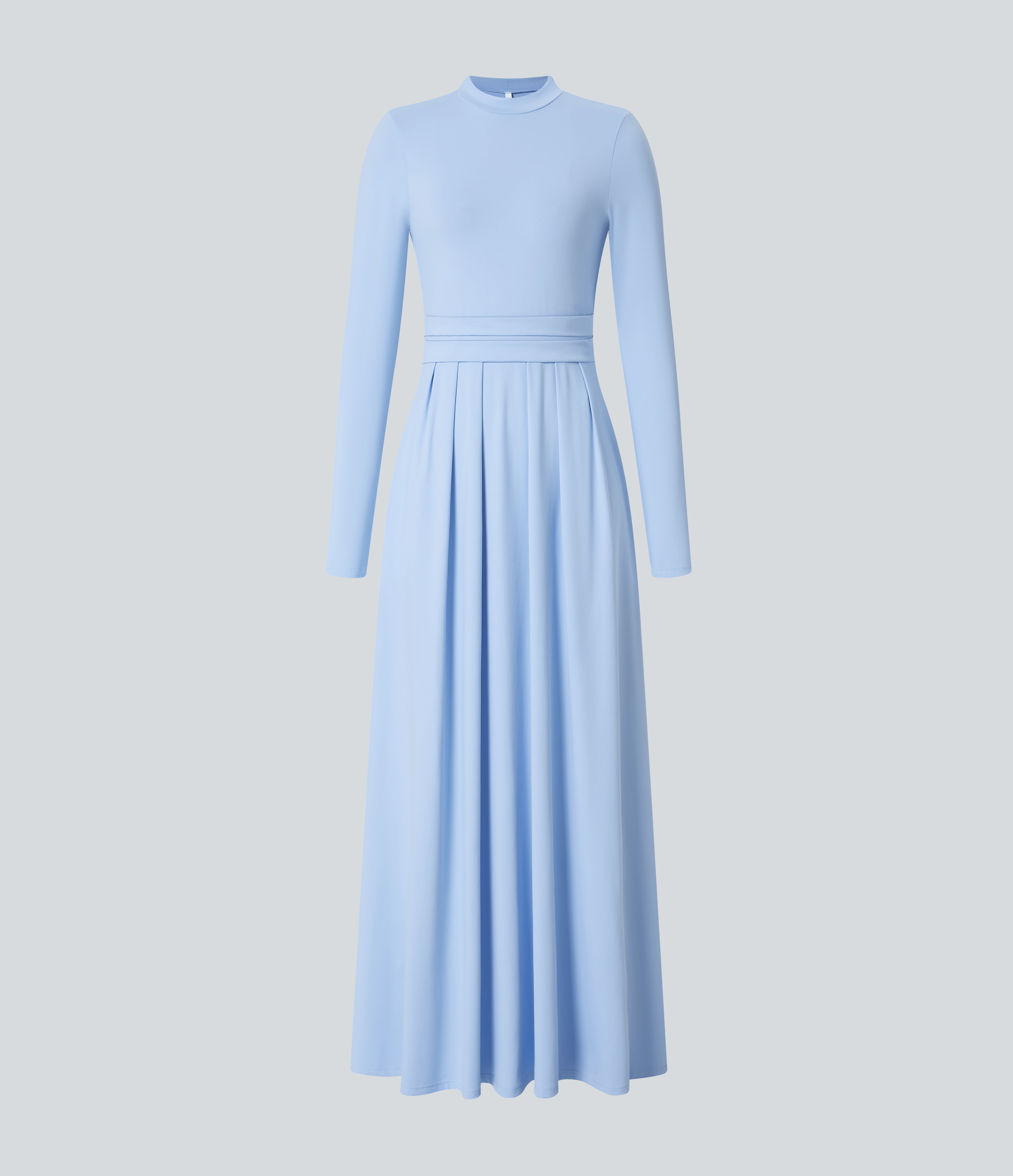 Halara Stand Collar Long Sleeve Side Pocket Flare Maxi Casual Dress Casual Dress - Angel Falls - XS slip dress beach dress ruched dress 